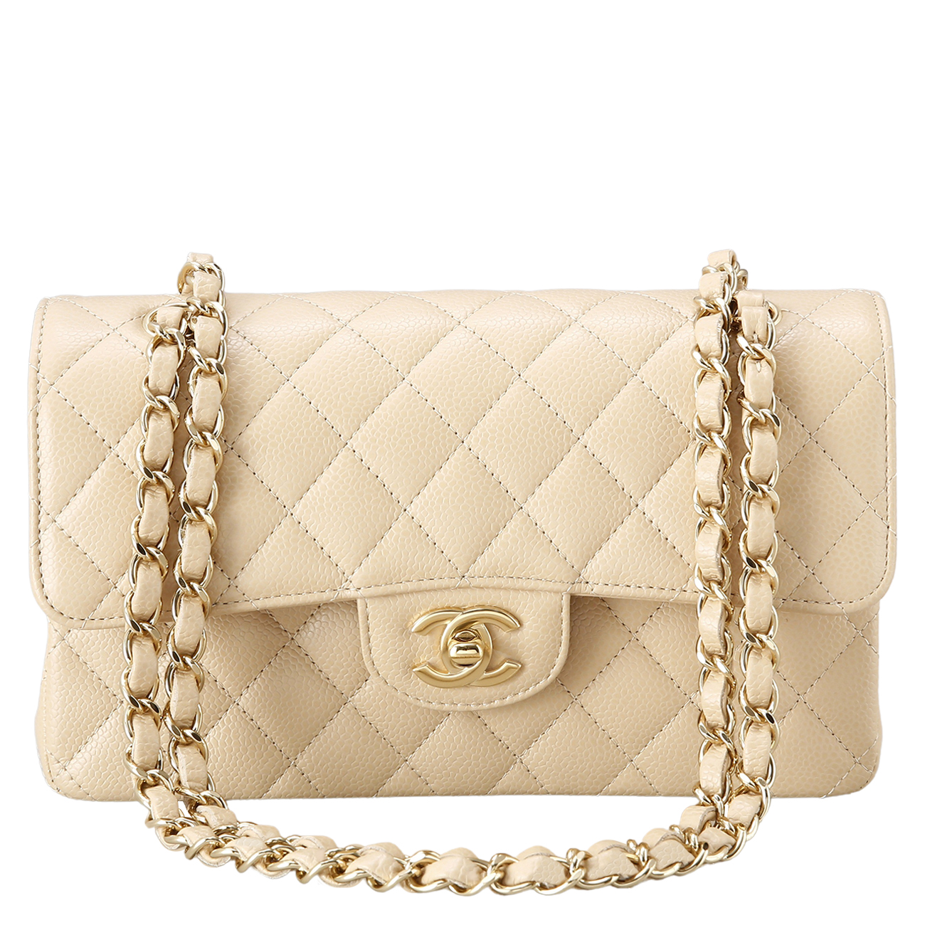 CHANEL(USED)샤넬 캐비어 클래식 스몰 플랩백 베이지