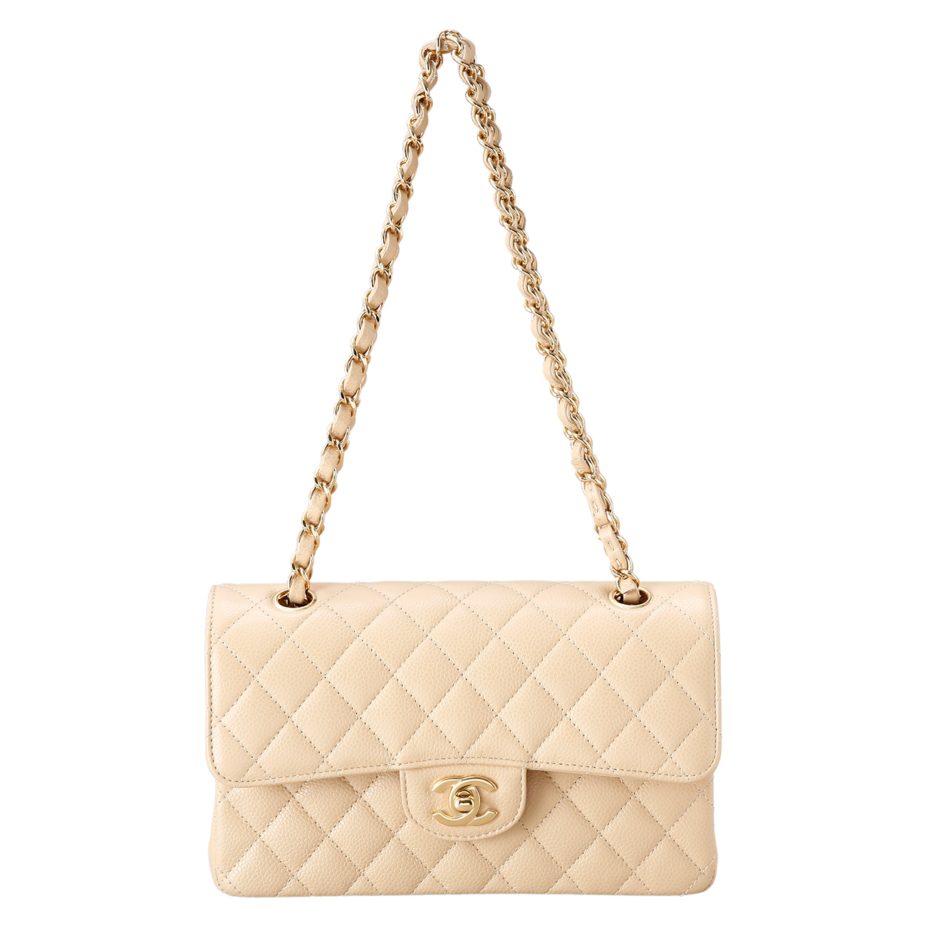 CHANEL(USED)샤넬 캐비어 클래식 스몰 플랩백 베이지