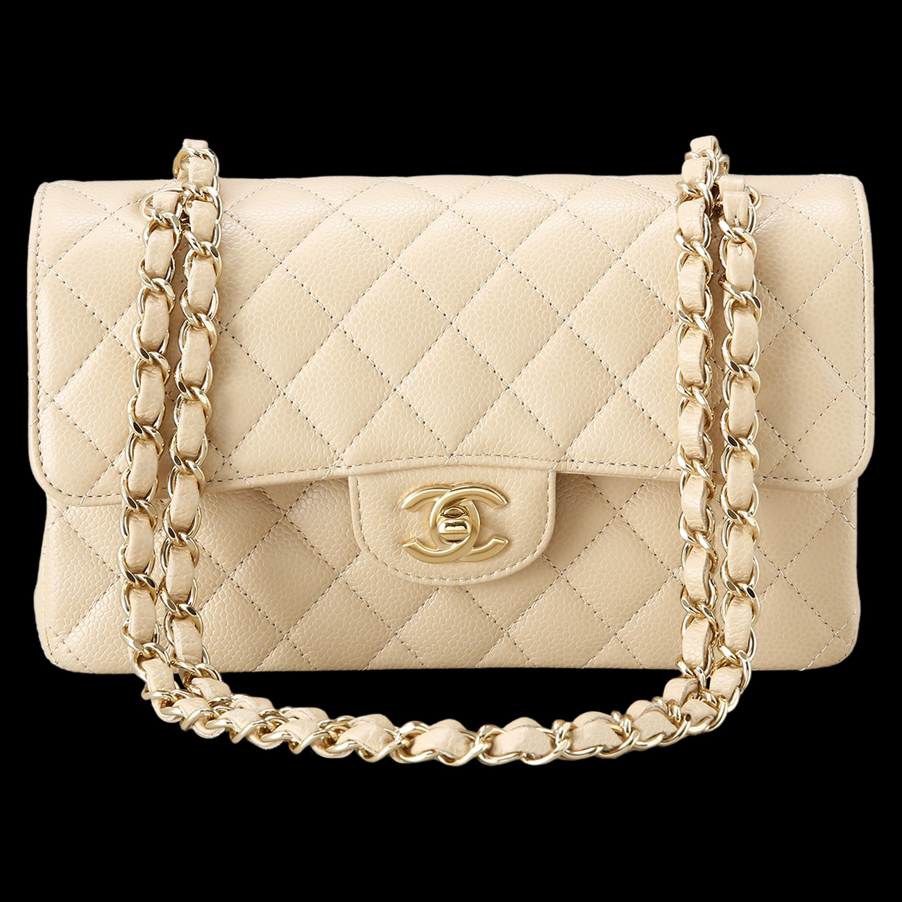 CHANEL(USED)샤넬 캐비어 클래식 스몰 플랩백 베이지