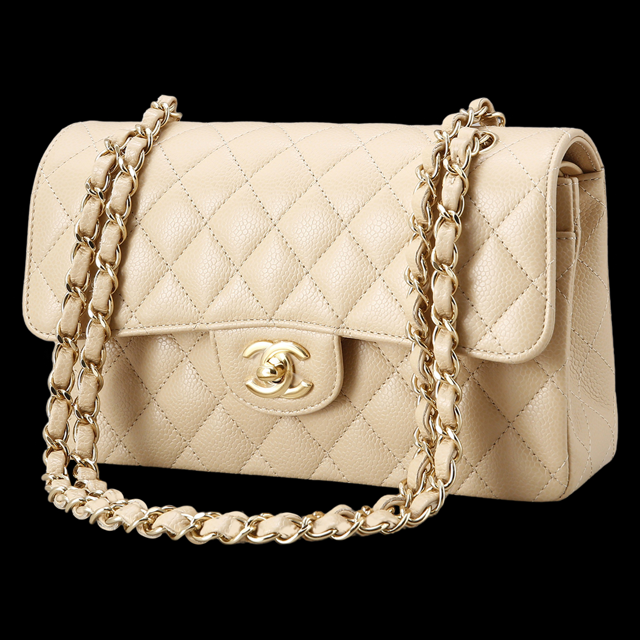 CHANEL(USED)샤넬 캐비어 클래식 스몰 플랩백 베이지