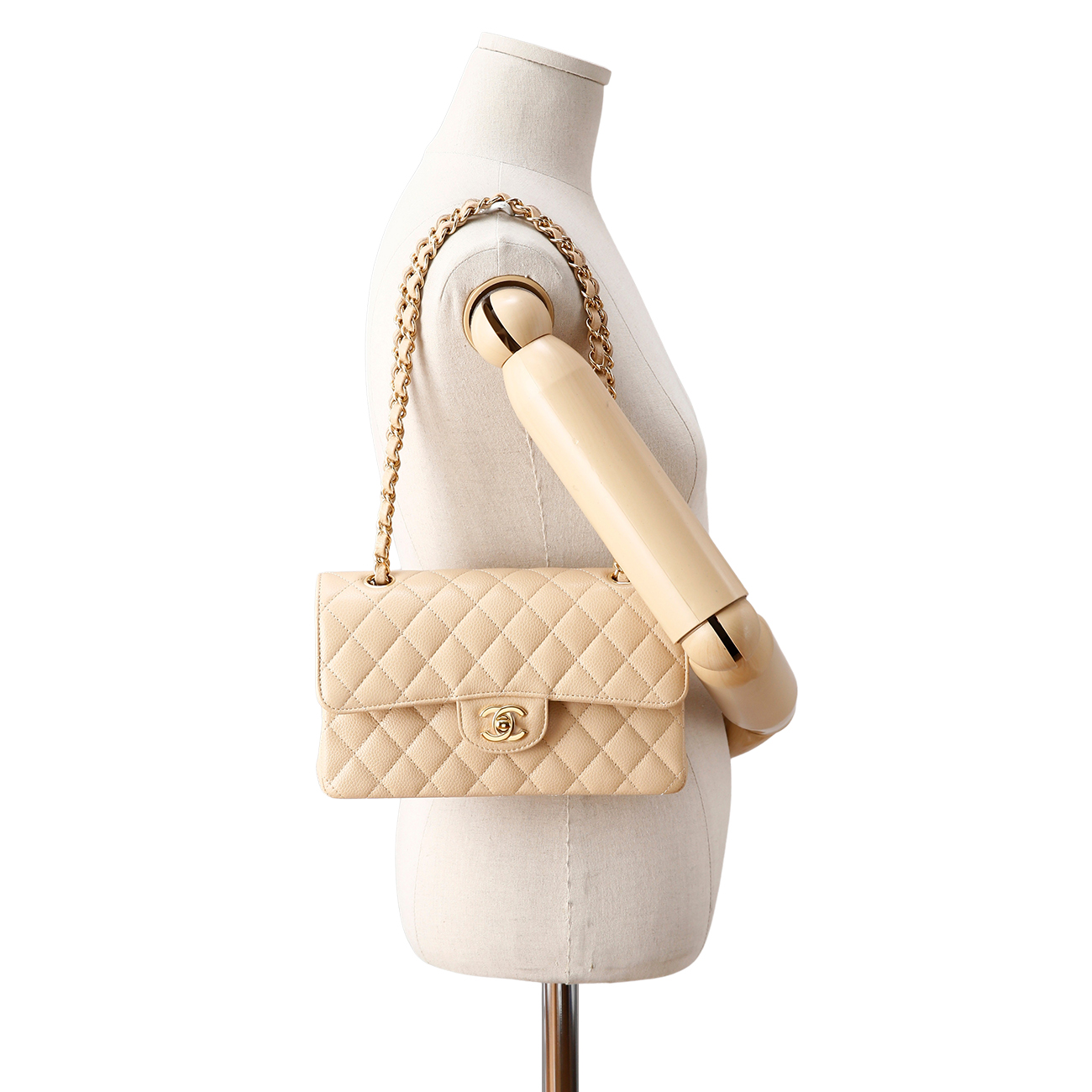 CHANEL(USED)샤넬 캐비어 클래식 스몰 플랩백 베이지