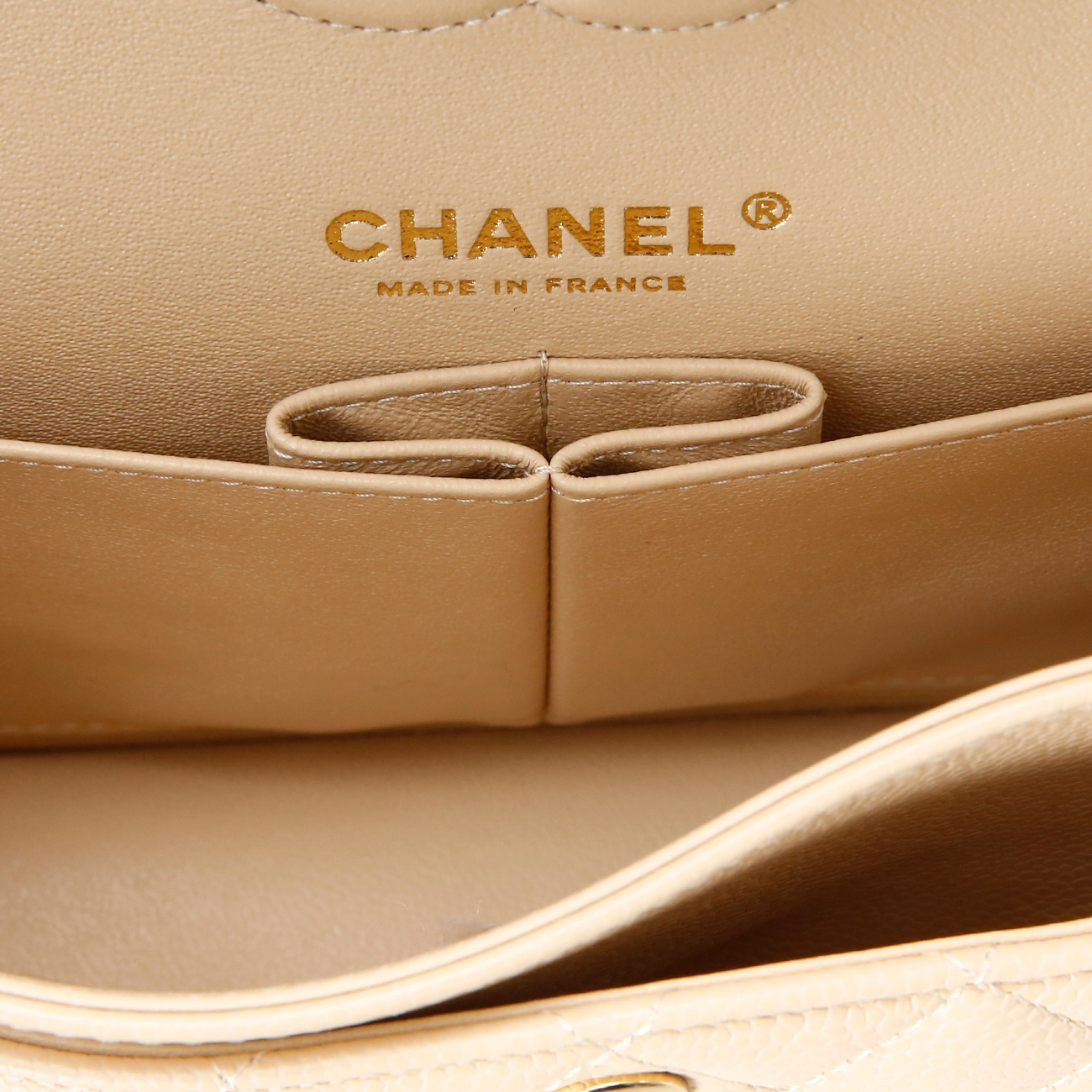 CHANEL(USED)샤넬 캐비어 클래식 스몰 플랩백 베이지