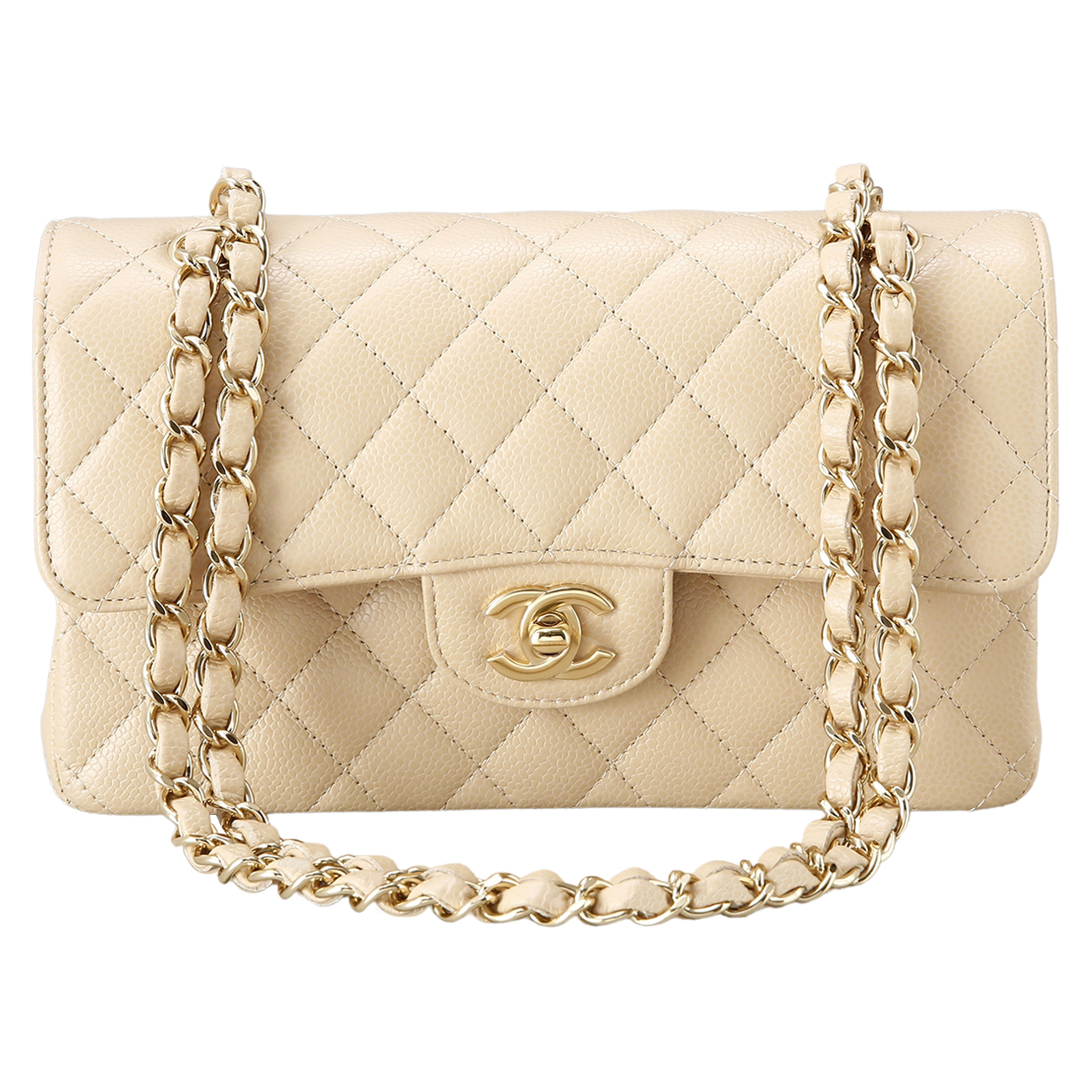 CHANEL(USED)샤넬 캐비어 클래식 스몰 플랩백 베이지