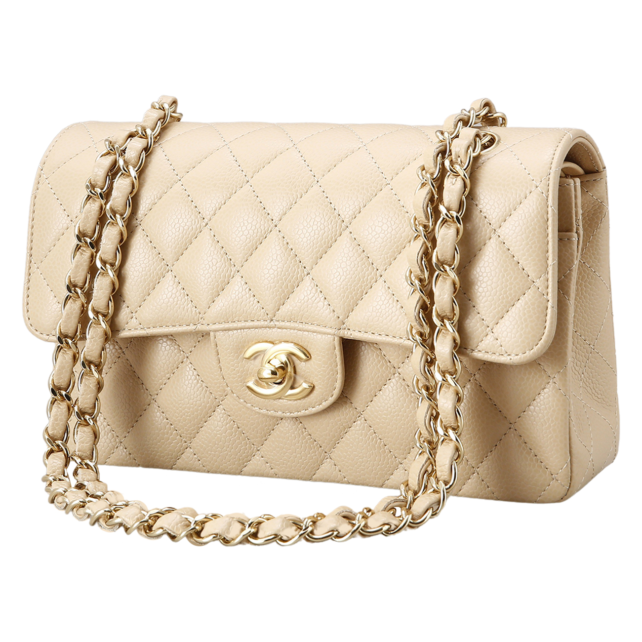 CHANEL(USED)샤넬 캐비어 클래식 스몰 플랩백 베이지