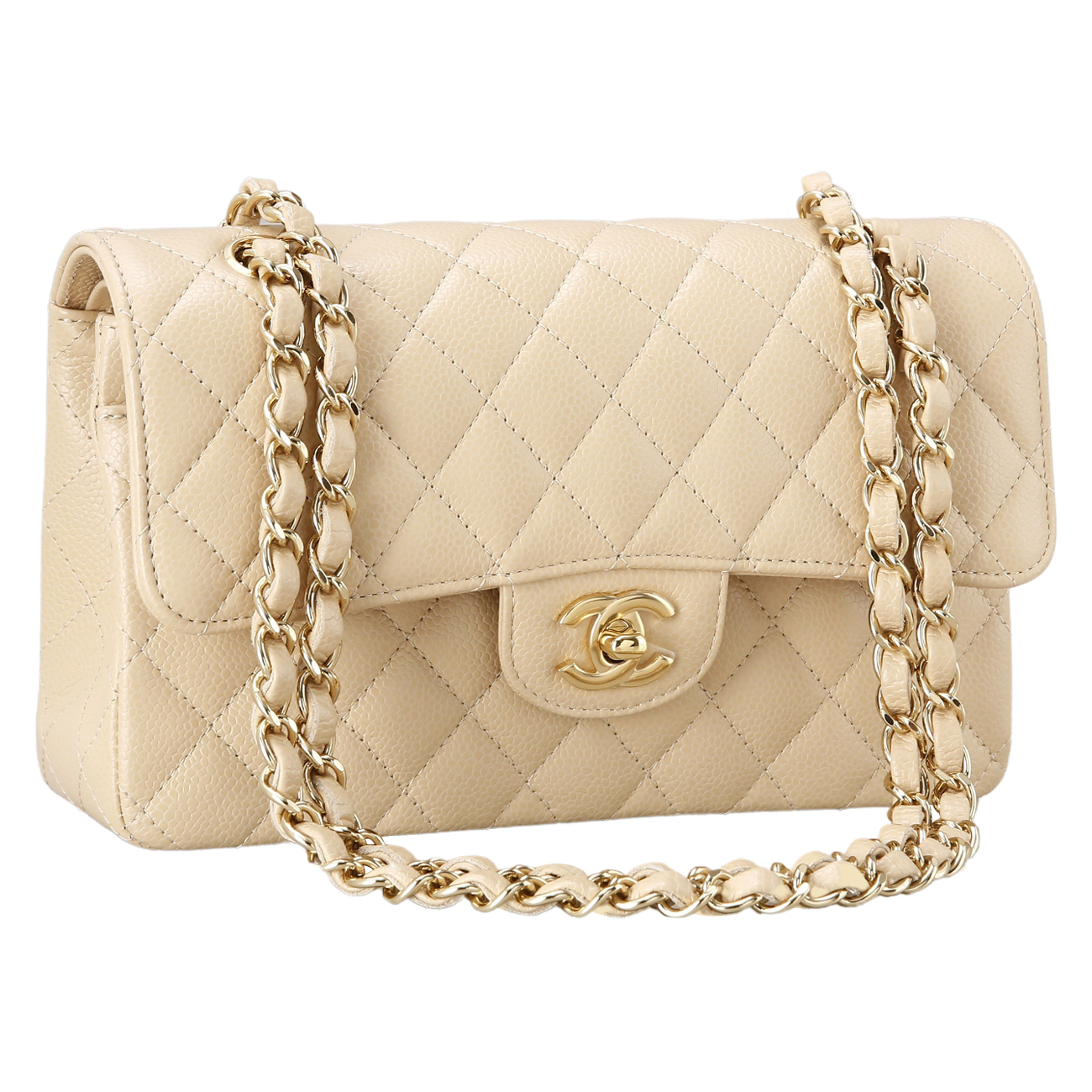 CHANEL(USED)샤넬 캐비어 클래식 스몰 플랩백 베이지
