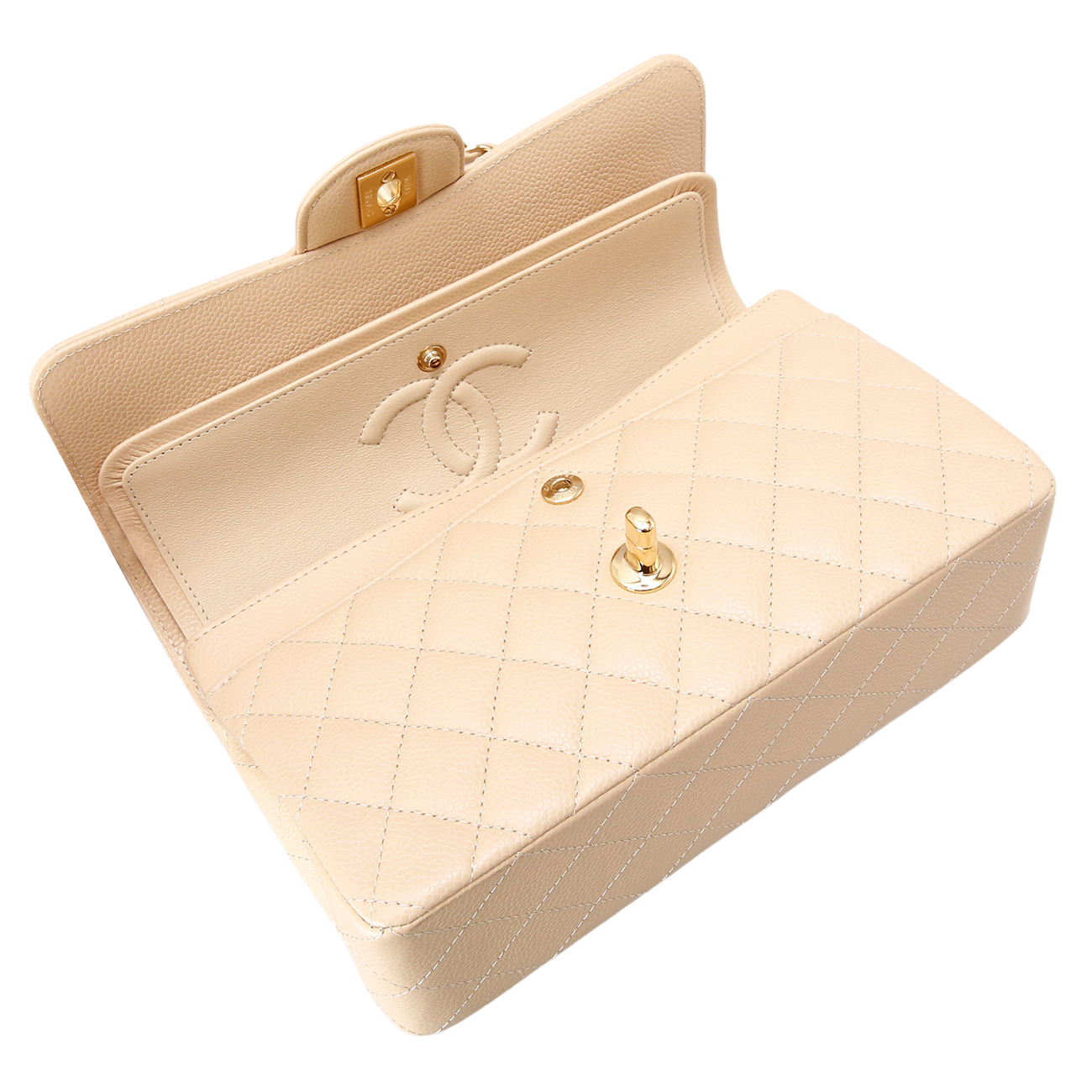 CHANEL(USED)샤넬 캐비어 클래식 스몰 플랩백 베이지