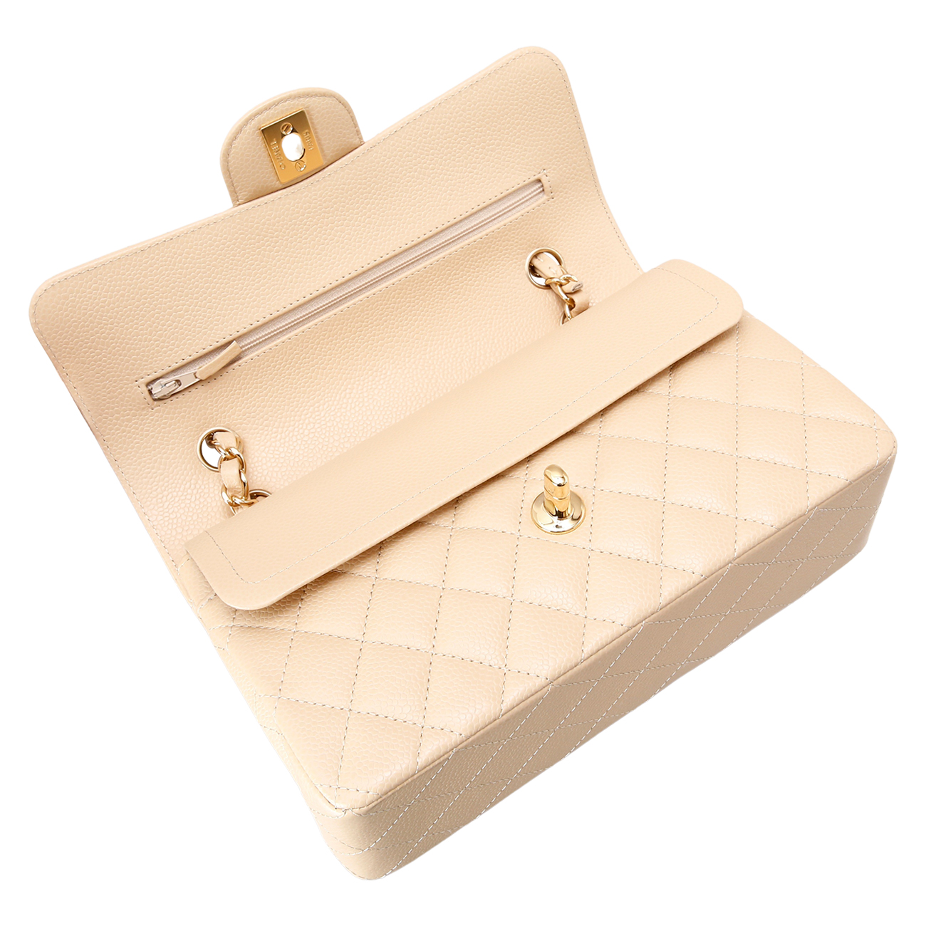CHANEL(USED)샤넬 캐비어 클래식 스몰 플랩백 베이지
