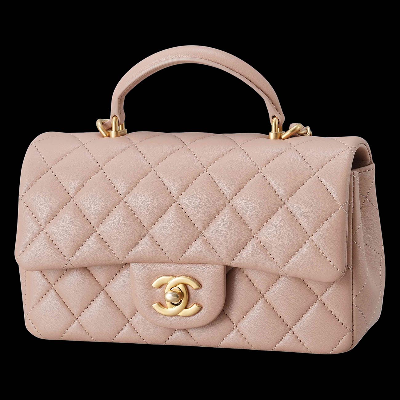 CHANEL(USED)샤넬 램스킨 클래식 뉴미니 탑핸들