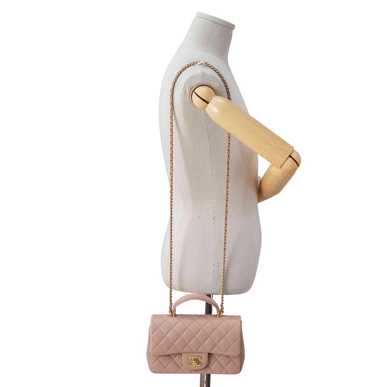 CHANEL(USED)샤넬 램스킨 클래식 뉴미니 탑핸들