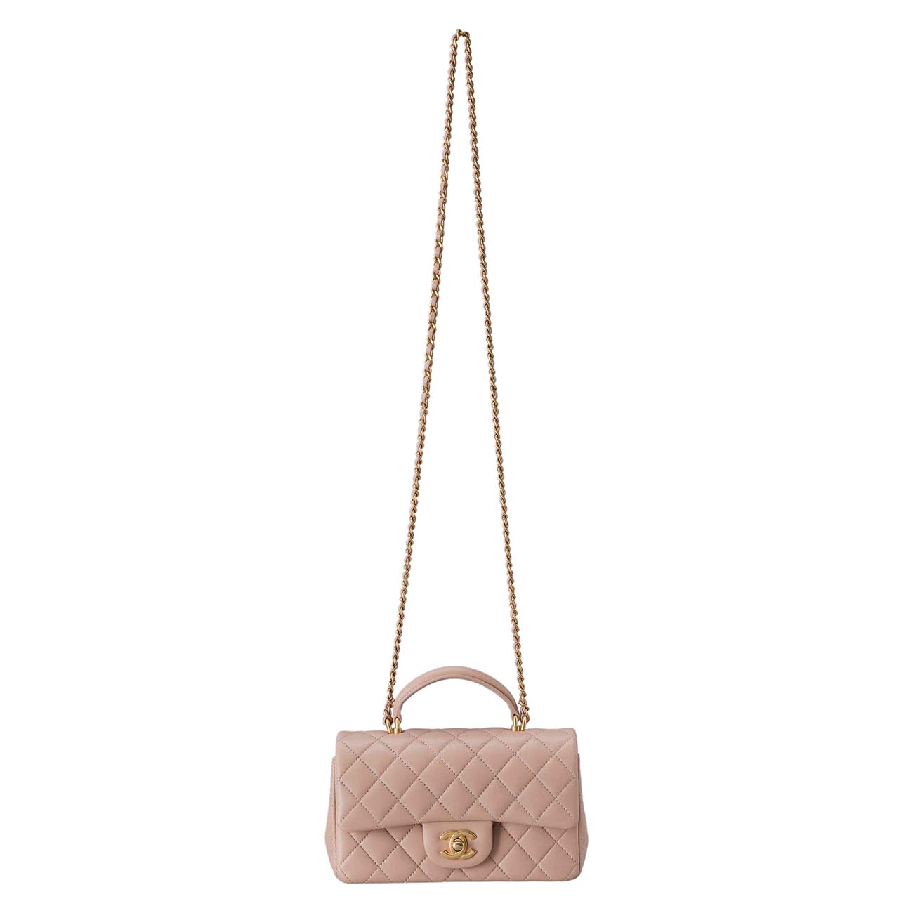 CHANEL(USED)샤넬 램스킨 클래식 뉴미니 탑핸들