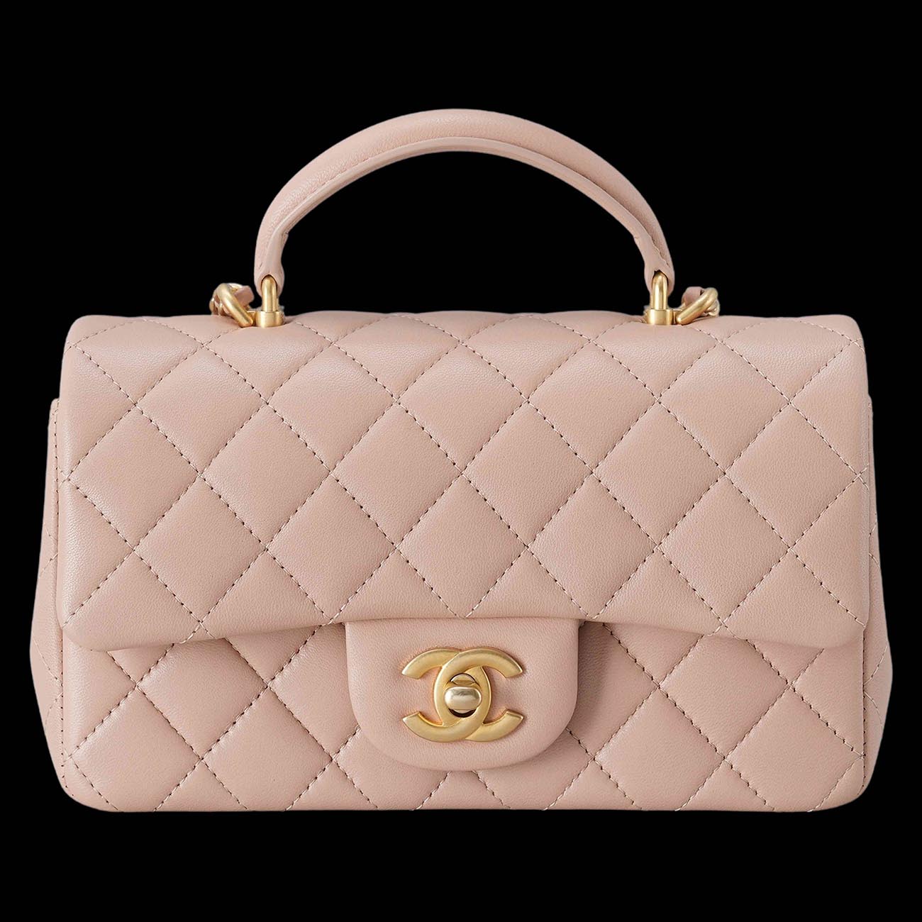 CHANEL(USED)샤넬 램스킨 클래식 뉴미니 탑핸들