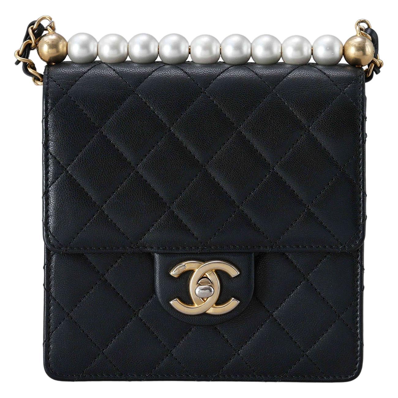 CHANEL(USED)샤넬 시즌 램스킨 진주 플랩백