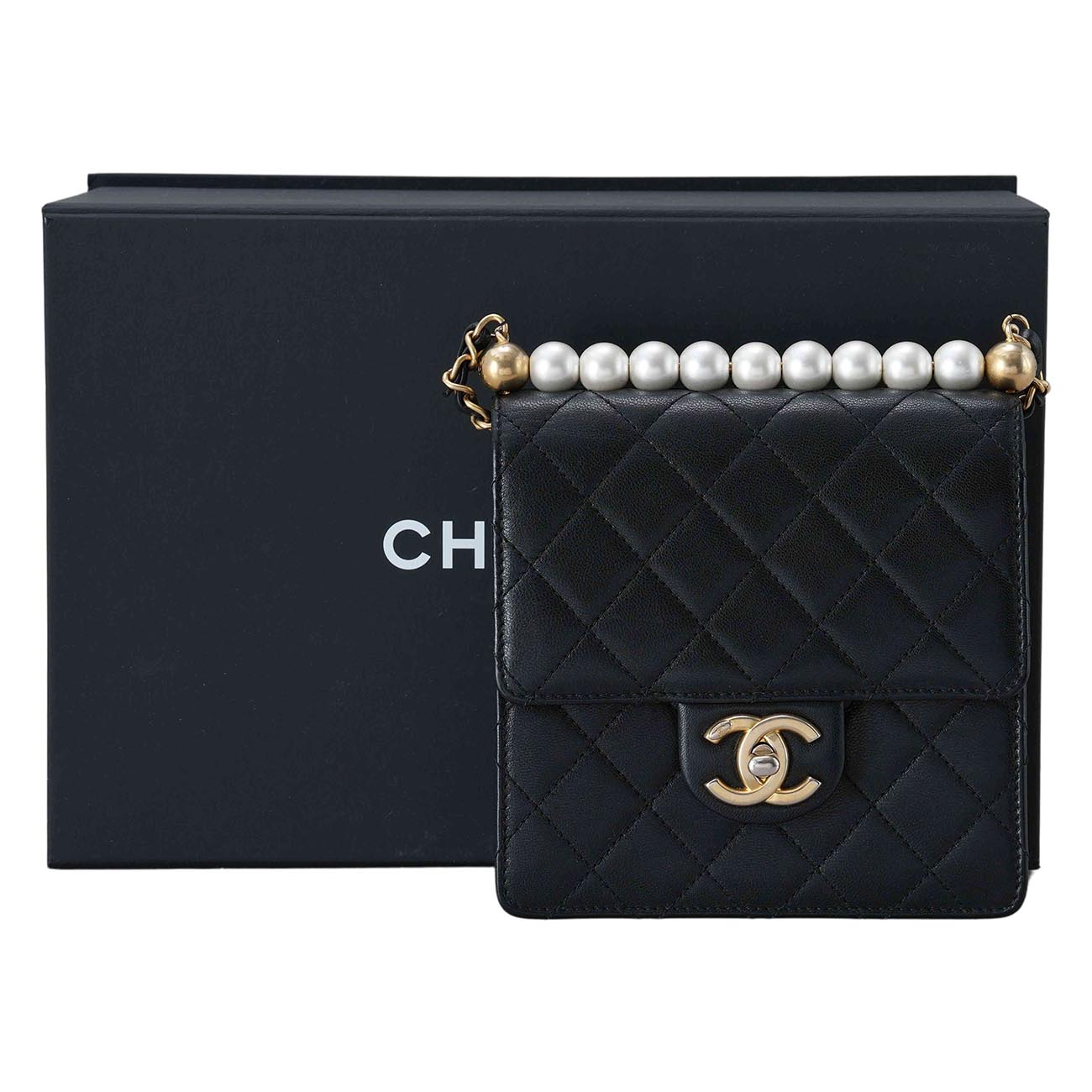 CHANEL(USED)샤넬 시즌 램스킨 진주 플랩백