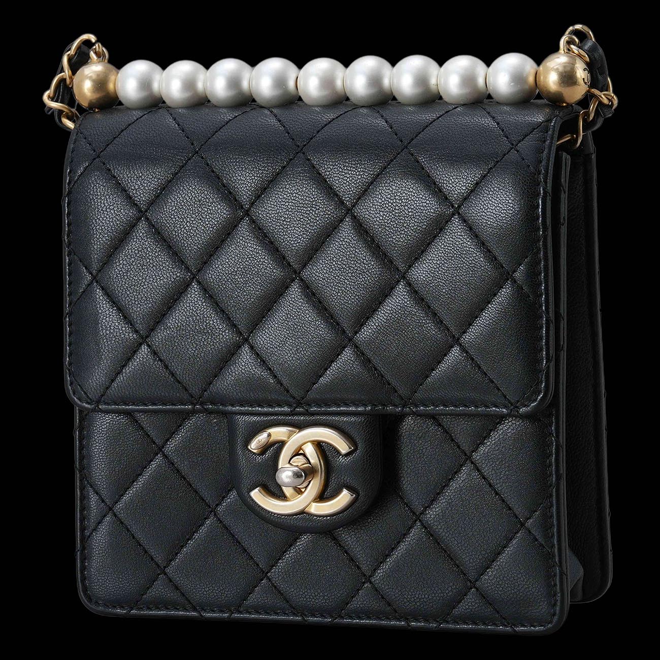 CHANEL(USED)샤넬 시즌 램스킨 진주 플랩백