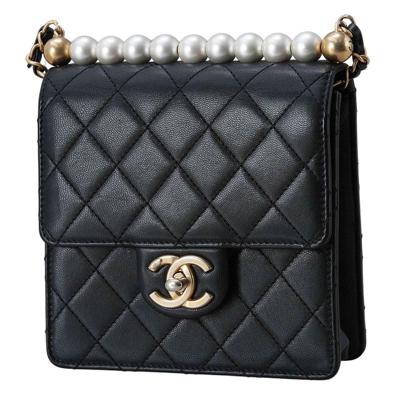 CHANEL(USED)샤넬 시즌 램스킨 진주 플랩백