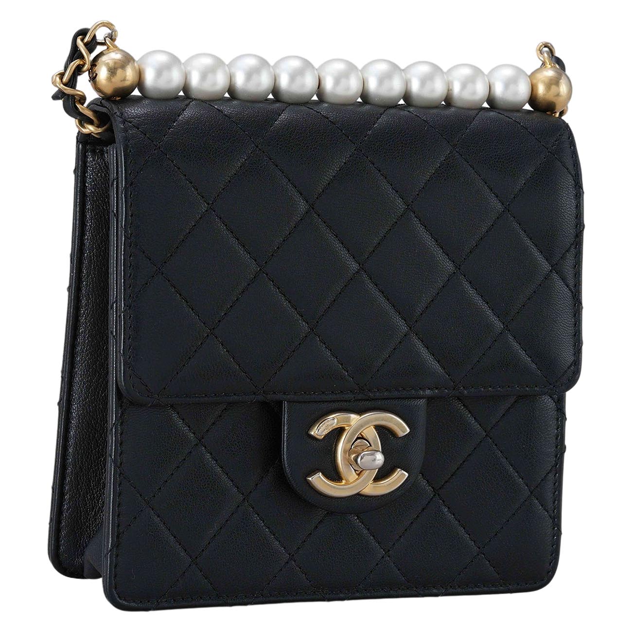 CHANEL(USED)샤넬 시즌 램스킨 진주 플랩백