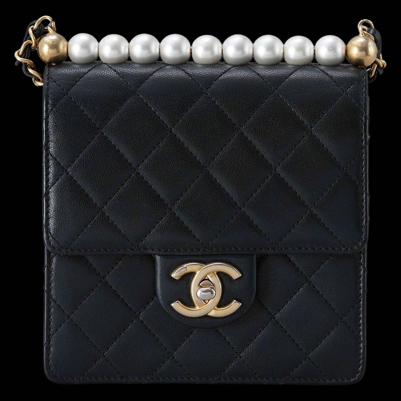 CHANEL(USED)샤넬 시즌 램스킨 진주 플랩백