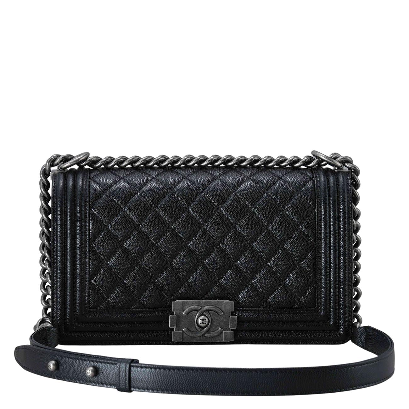 CHANEL(USED)샤넬 A67086 캐비어 보이샤넬 미듐 플랩백