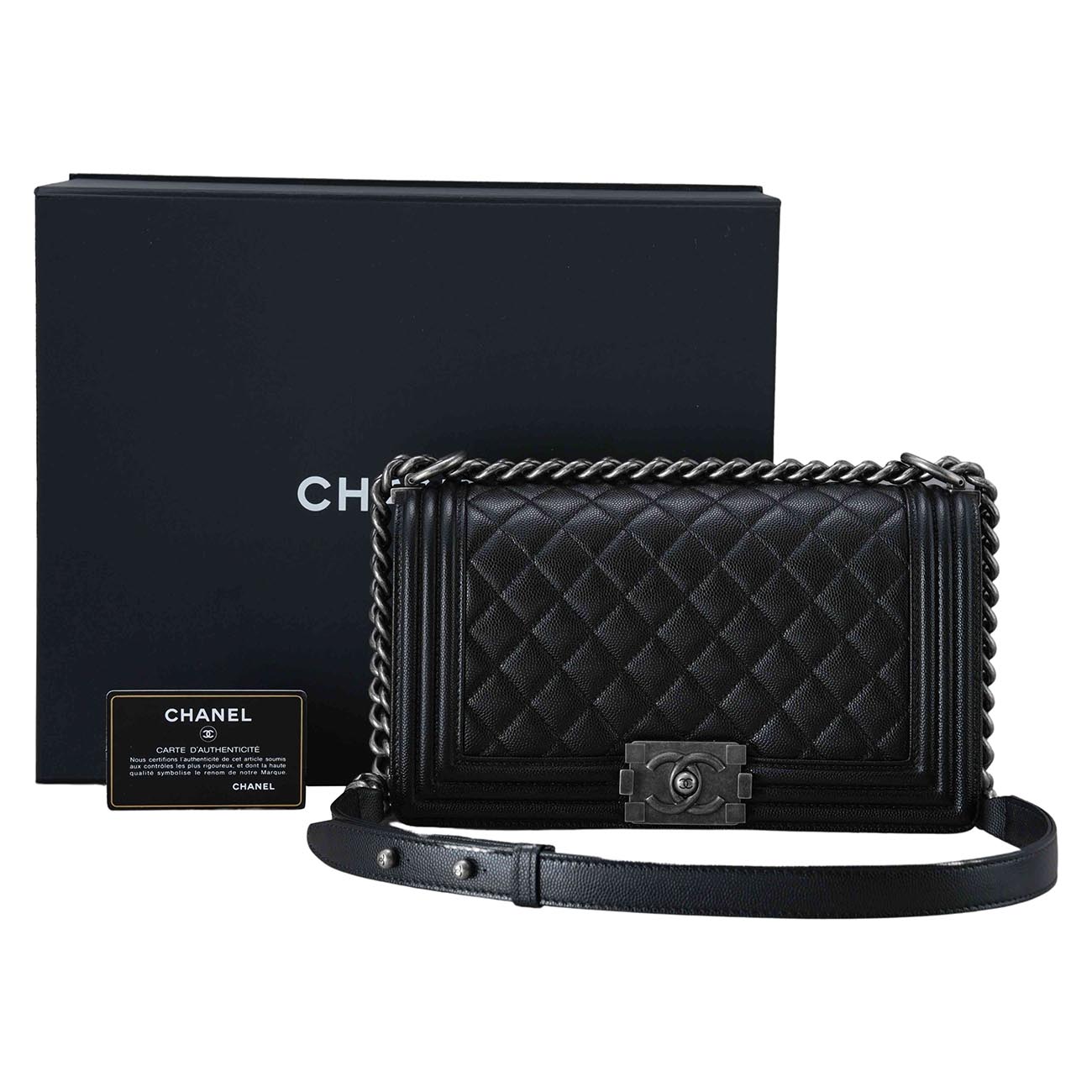 CHANEL(USED)샤넬 A67086 캐비어 보이샤넬 미듐 플랩백