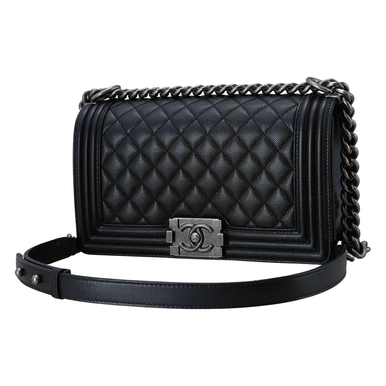 CHANEL(USED)샤넬 A67086 캐비어 보이샤넬 미듐 플랩백