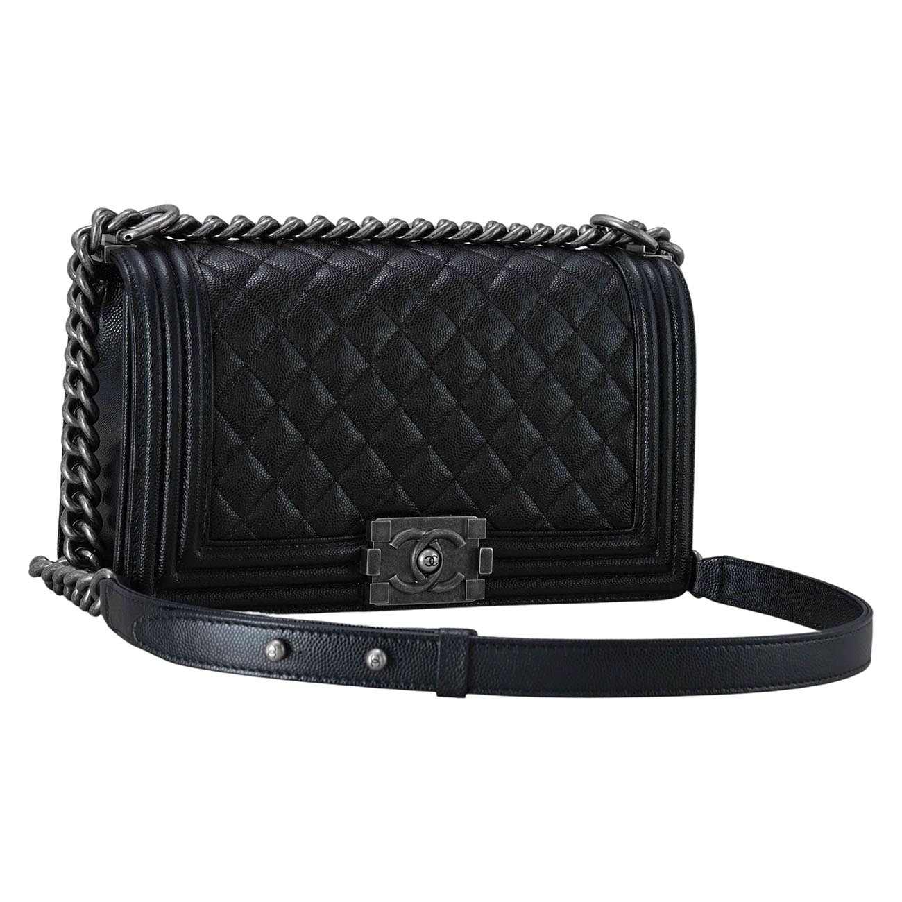 CHANEL(USED)샤넬 A67086 캐비어 보이샤넬 미듐 플랩백