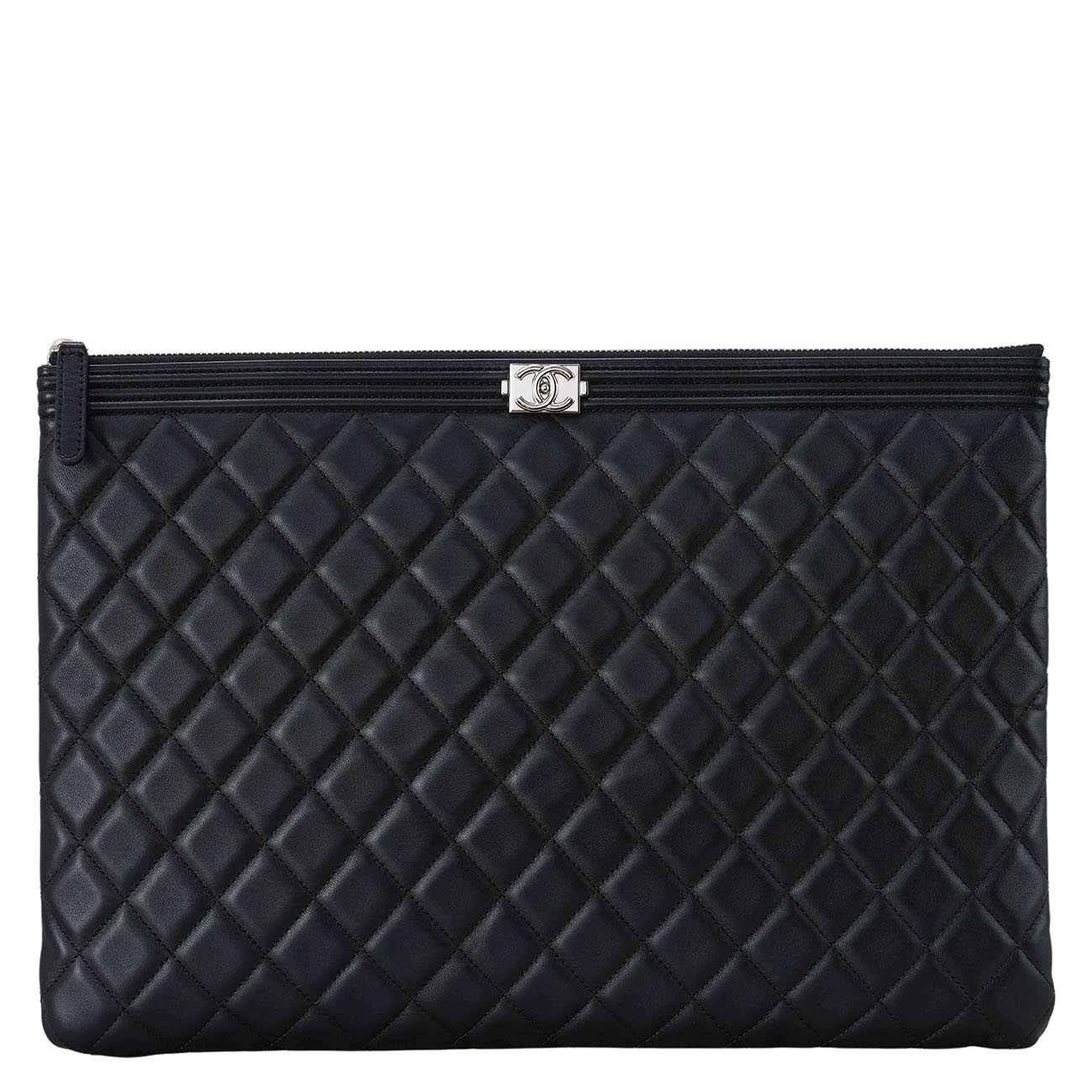 CHANEL(USED)샤넬 램스킨 보이샤넬 클러치 라지 은장