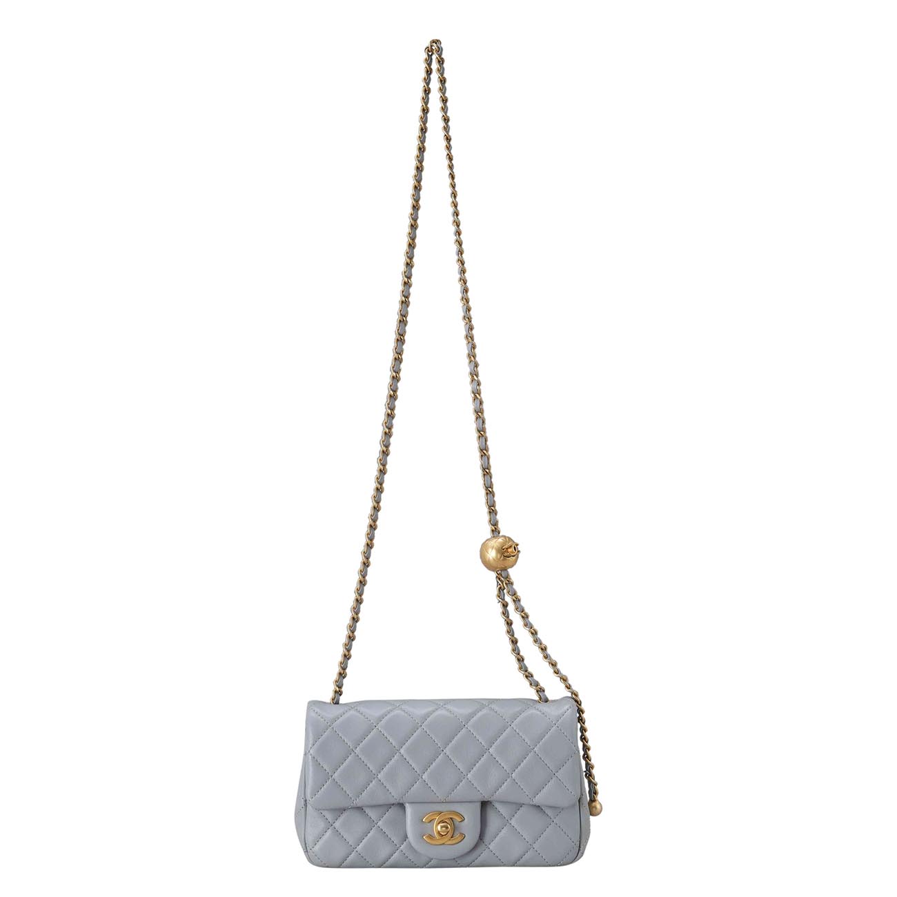 CHANEL(USED)샤넬 램스킨 뉴미니 골든볼 플랩백