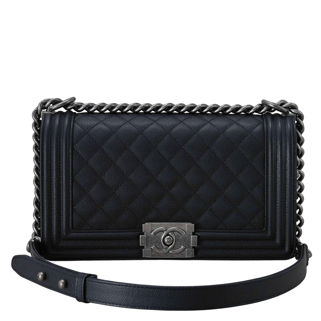 CHANEL(USED)샤넬 A67086 캐비어 보이샤넬 미듐 플랩백