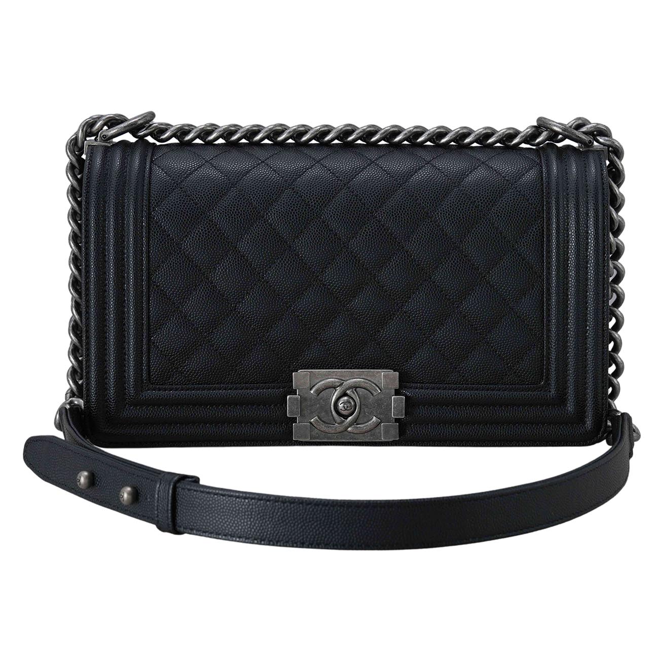 CHANEL(USED)샤넬 A67086 캐비어 보이샤넬 미듐 플랩백