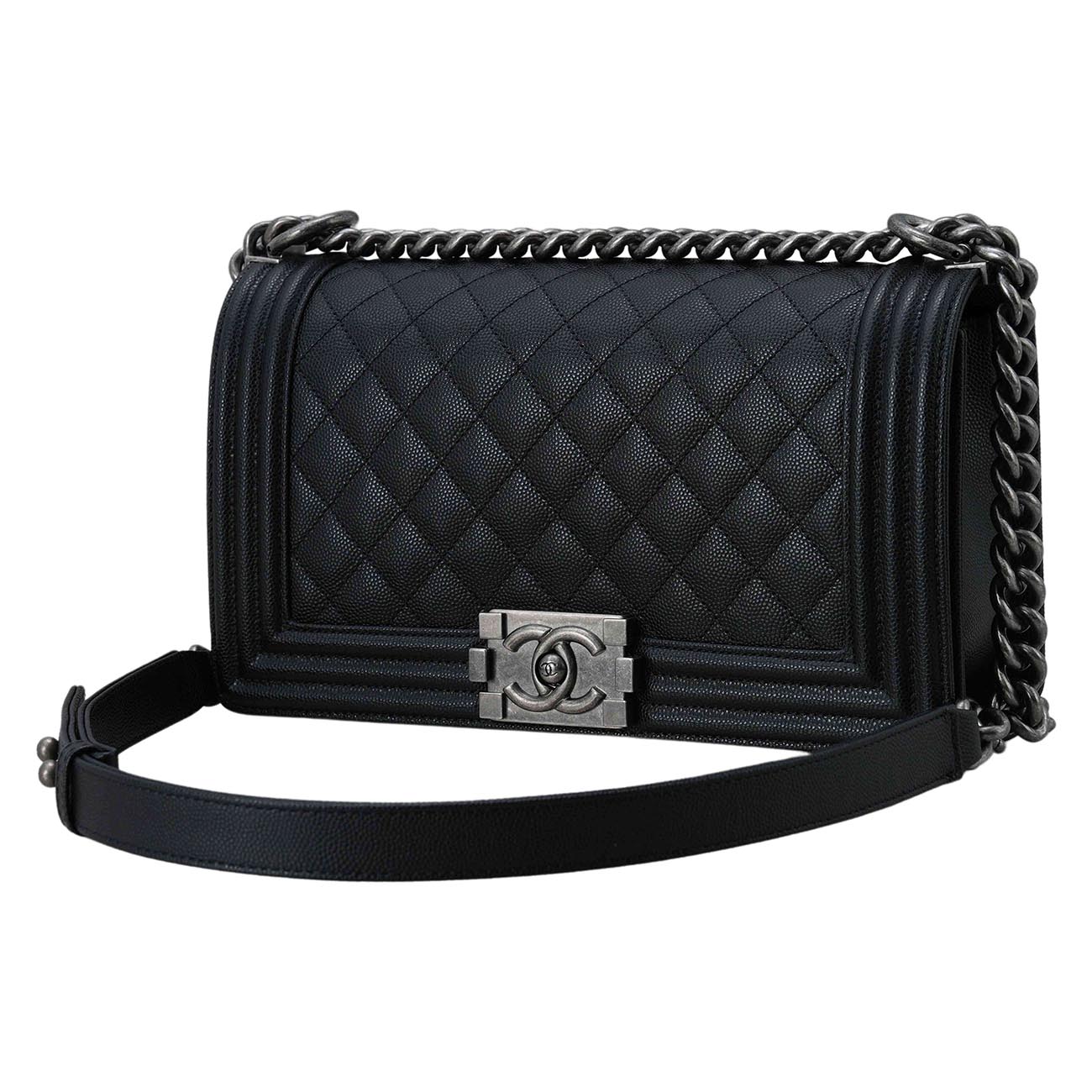 CHANEL(USED)샤넬 A67086 캐비어 보이샤넬 미듐 플랩백