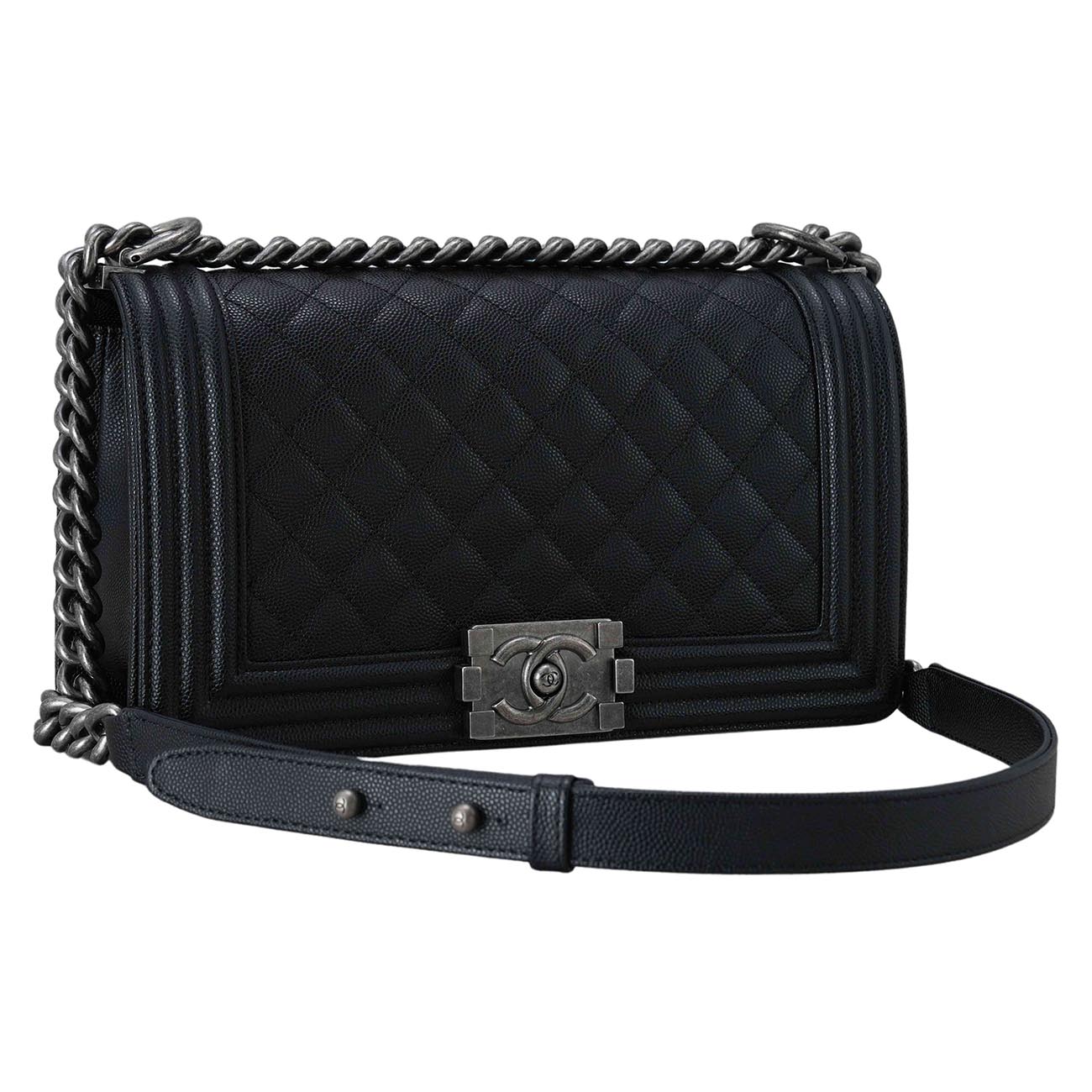 CHANEL(USED)샤넬 A67086 캐비어 보이샤넬 미듐 플랩백