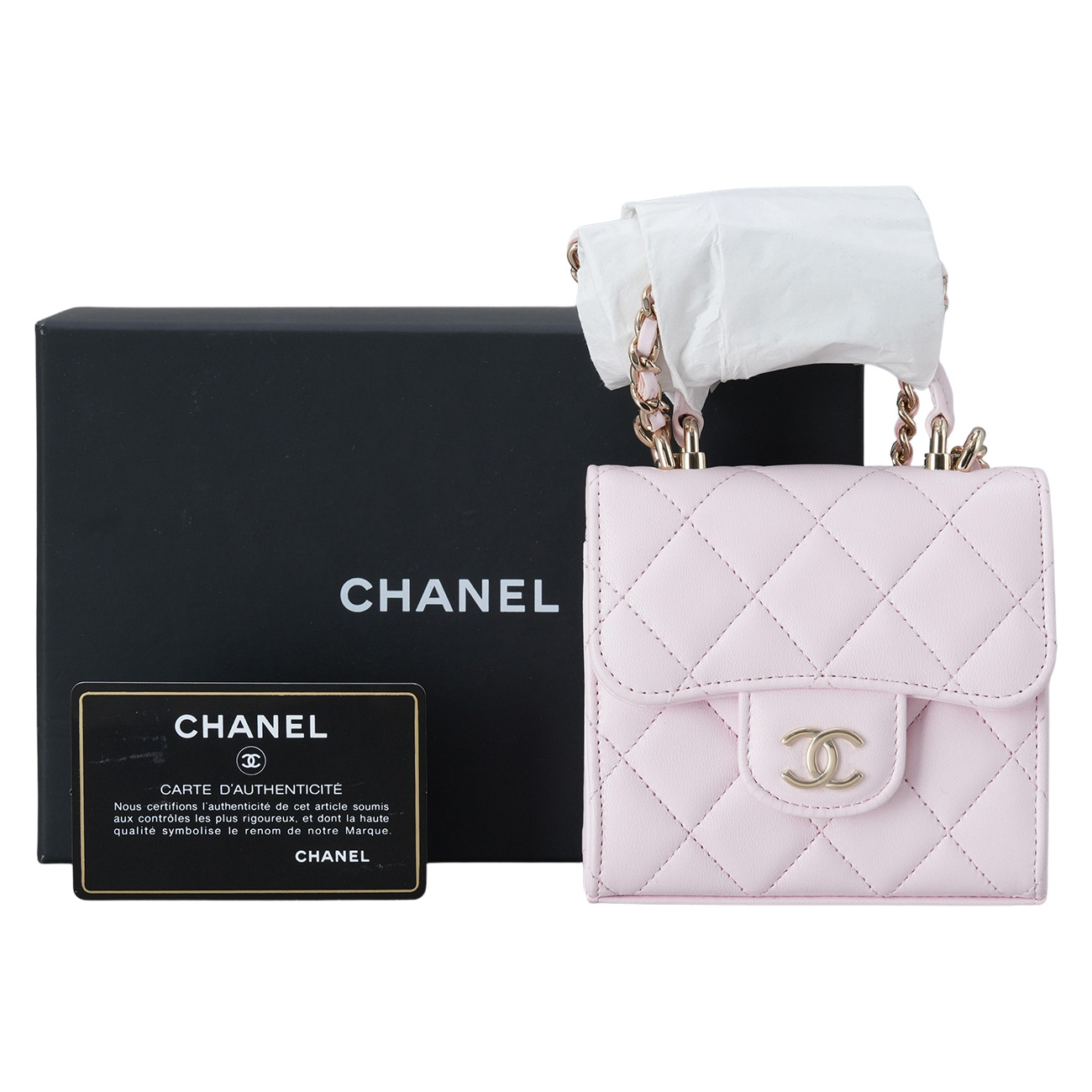 CHANEL(USED)샤넬 AP2682 램스킨 탑핸들 미니 베니티 크로스백