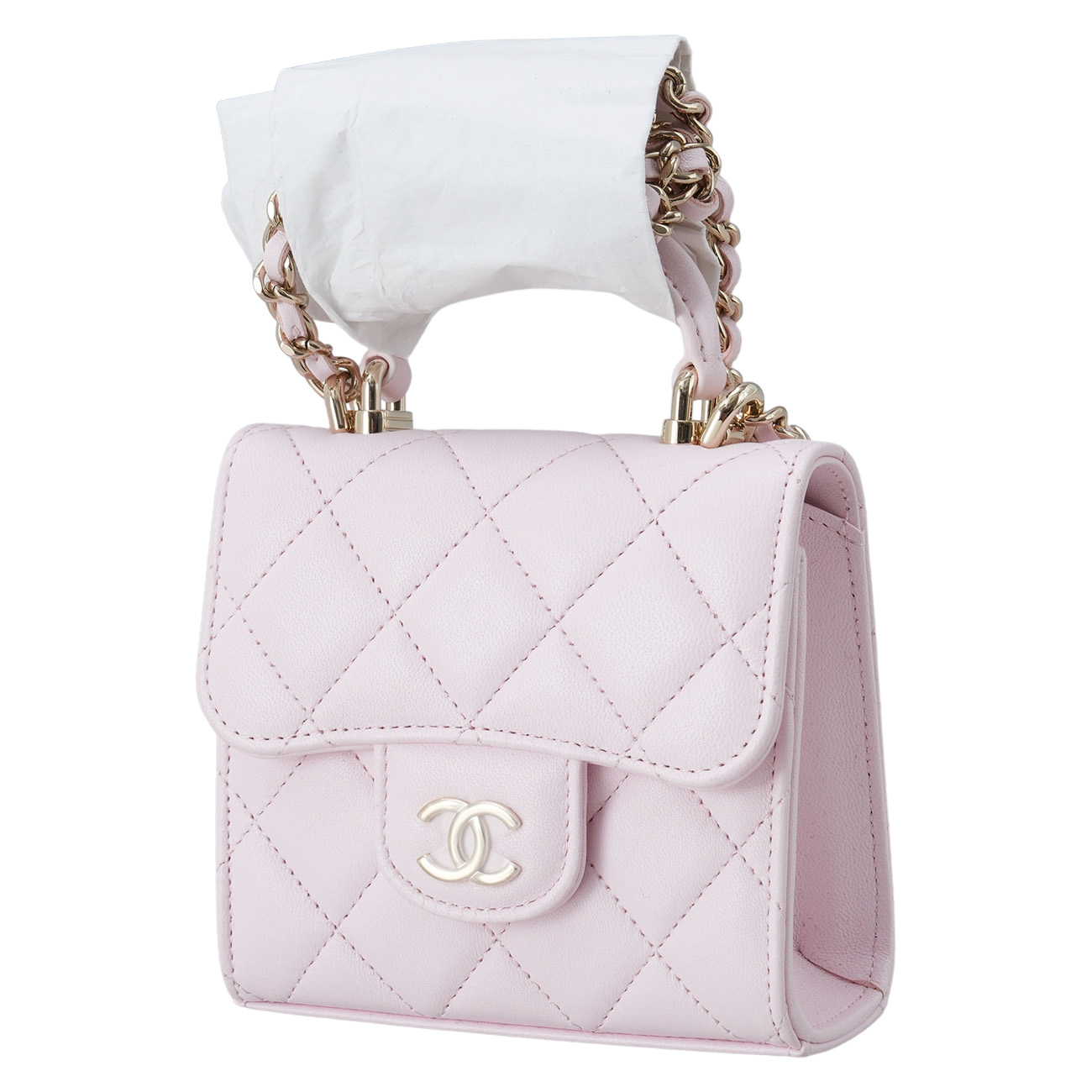 CHANEL(USED)샤넬 AP2682 램스킨 탑핸들 미니 베니티 크로스백