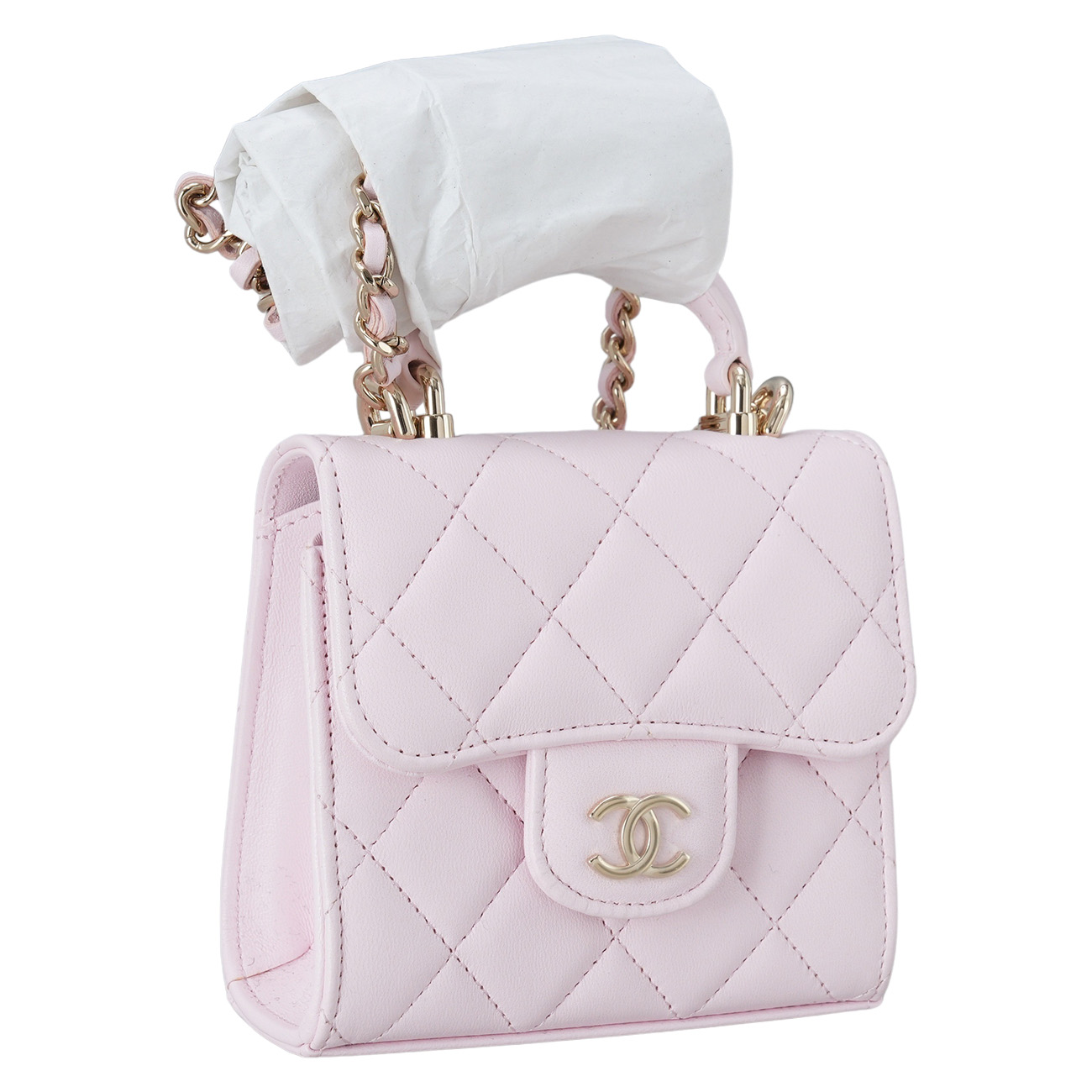 CHANEL(USED)샤넬 AP2682 램스킨 탑핸들 미니 베니티 크로스백