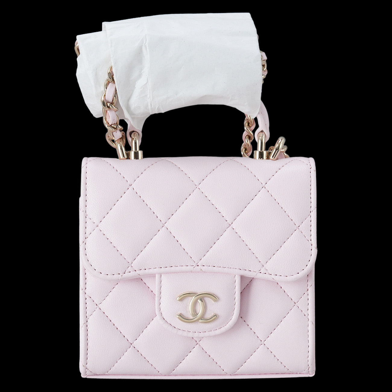 CHANEL(USED)샤넬 AP2682 램스킨 탑핸들 미니 베니티 크로스백