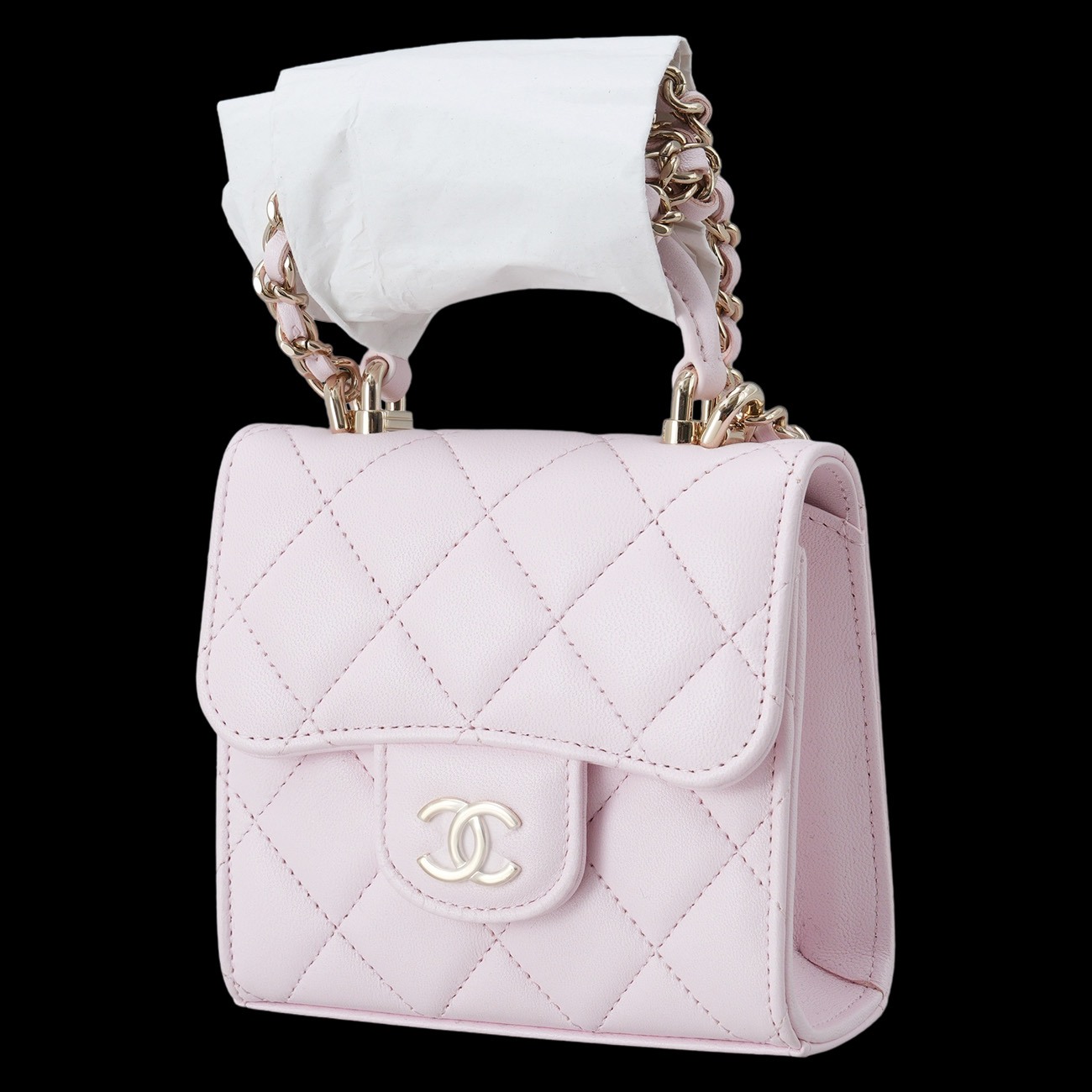 CHANEL(USED)샤넬 AP2682 램스킨 탑핸들 미니 베니티 크로스백