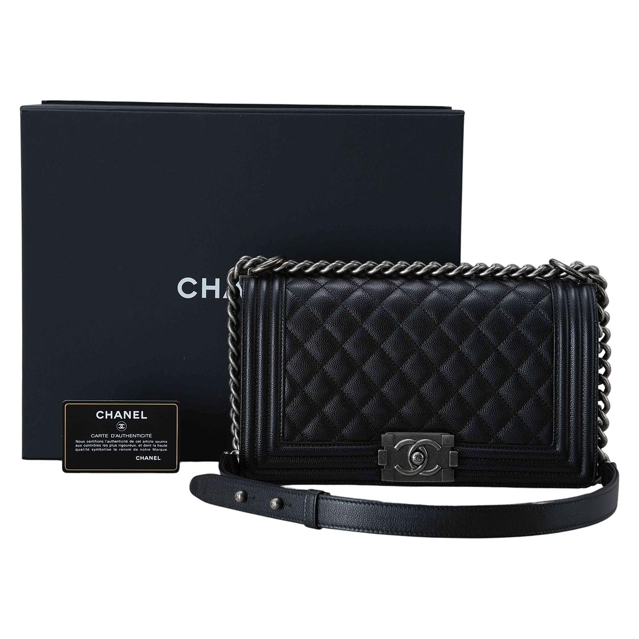 CHANEL(USED)샤넬 보이샤넬 캐비어 미듐 플랩백