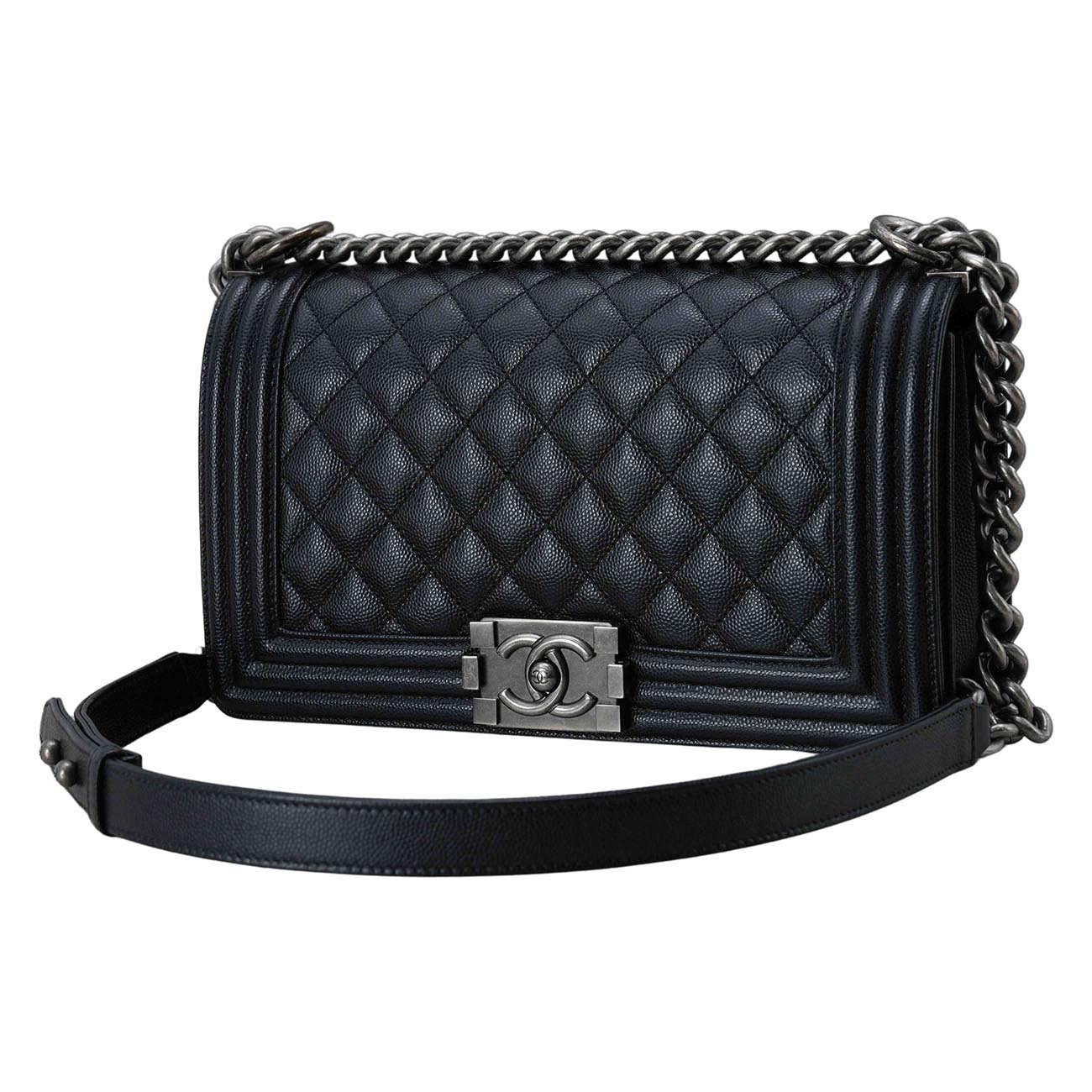 CHANEL(USED)샤넬 보이샤넬 캐비어 미듐 플랩백