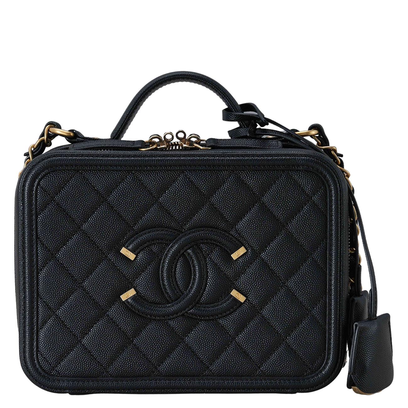 CHANEL(USED)샤넬 캐비어 코스메틱 탑핸들 백