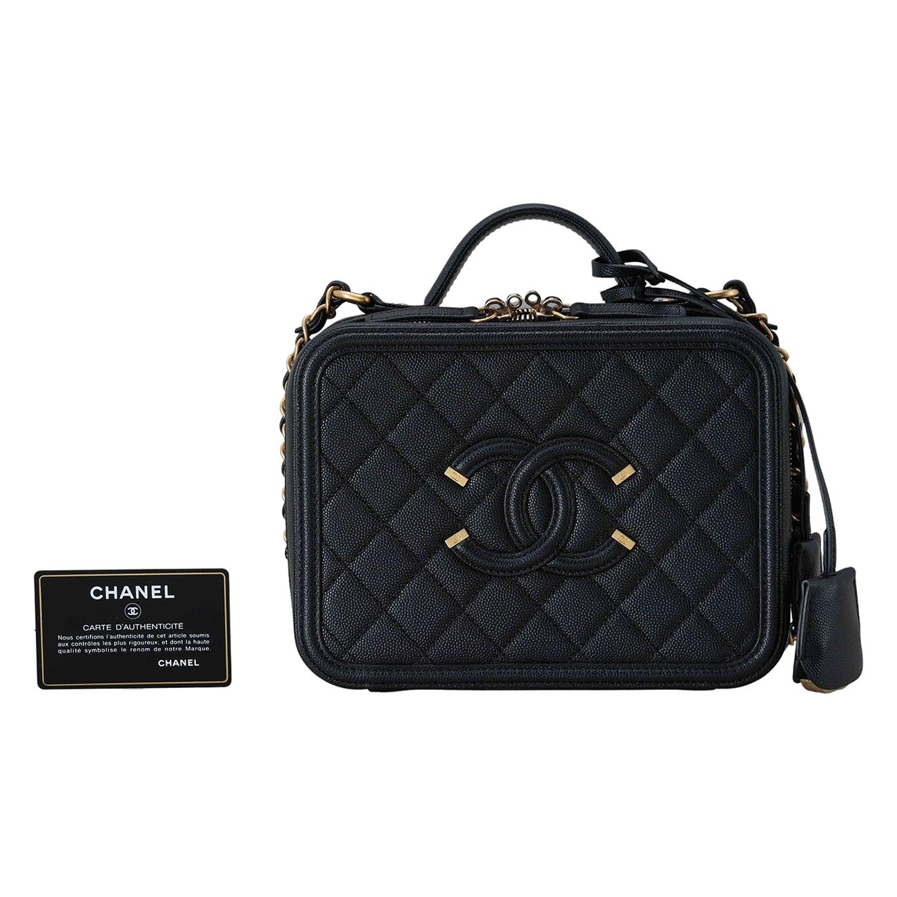 CHANEL(USED)샤넬 캐비어 코스메틱 탑핸들 백
