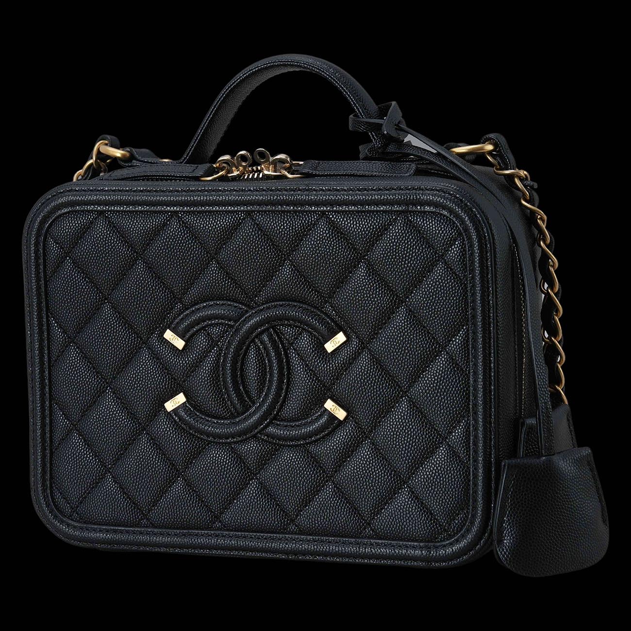 CHANEL(USED)샤넬 캐비어 코스메틱 탑핸들 백