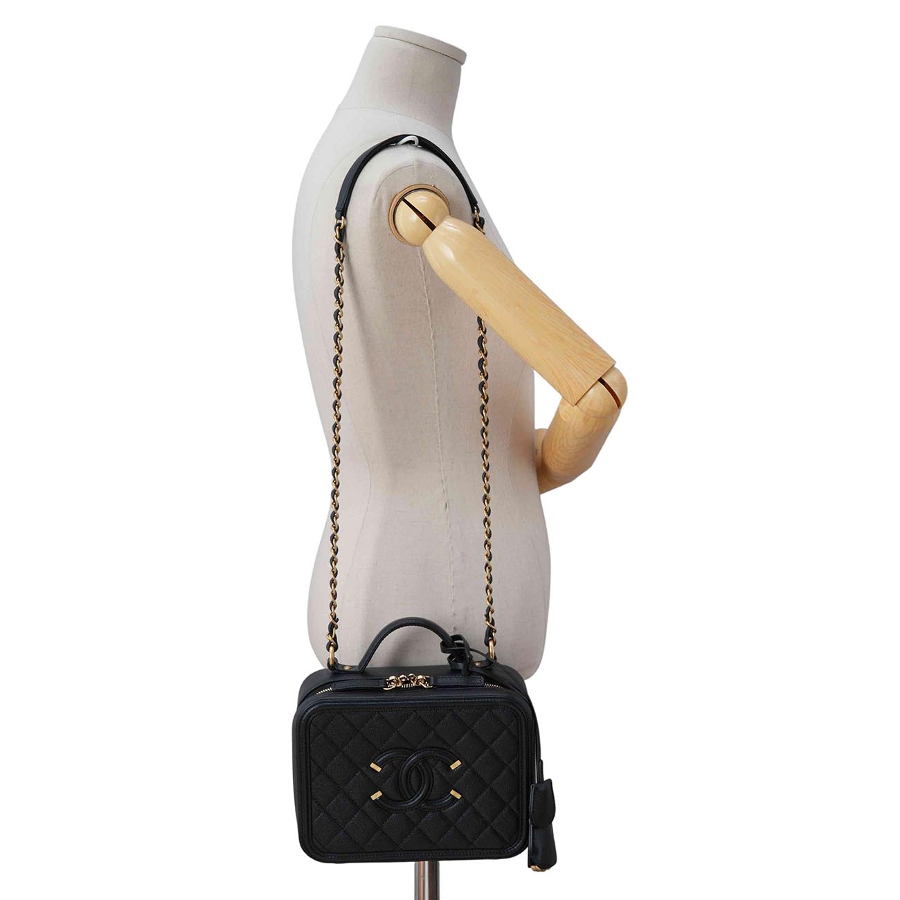 CHANEL(USED)샤넬 캐비어 코스메틱 탑핸들 백