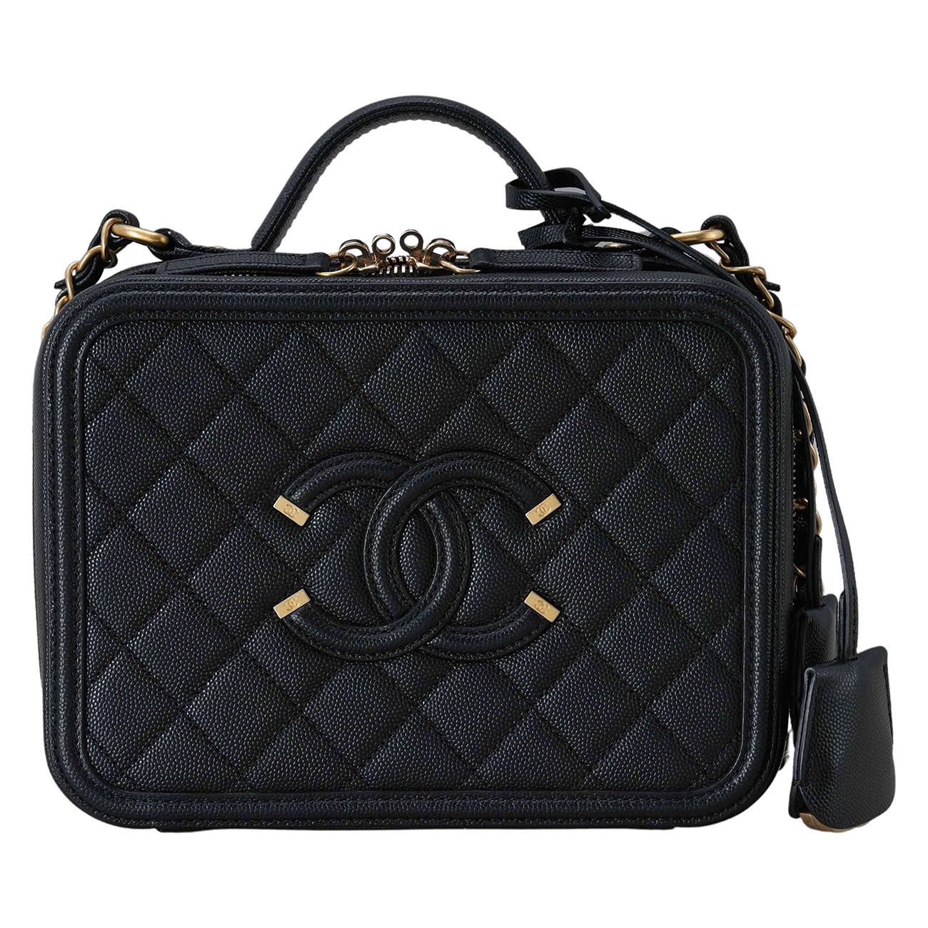 CHANEL(USED)샤넬 캐비어 코스메틱 탑핸들 백
