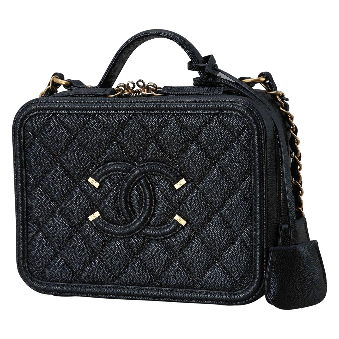 CHANEL(USED)샤넬 캐비어 코스메틱 탑핸들 백