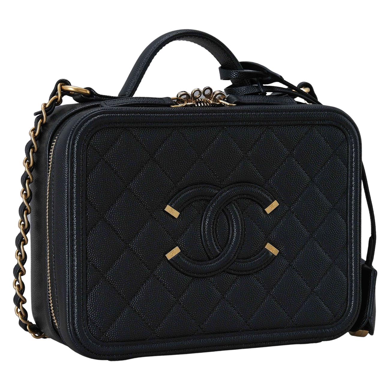 CHANEL(USED)샤넬 캐비어 코스메틱 탑핸들 백