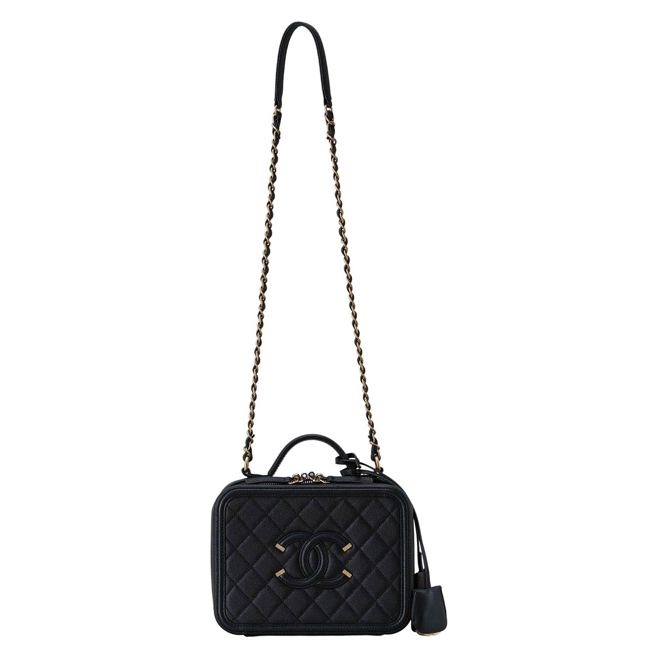 CHANEL(USED)샤넬 캐비어 코스메틱 탑핸들 백
