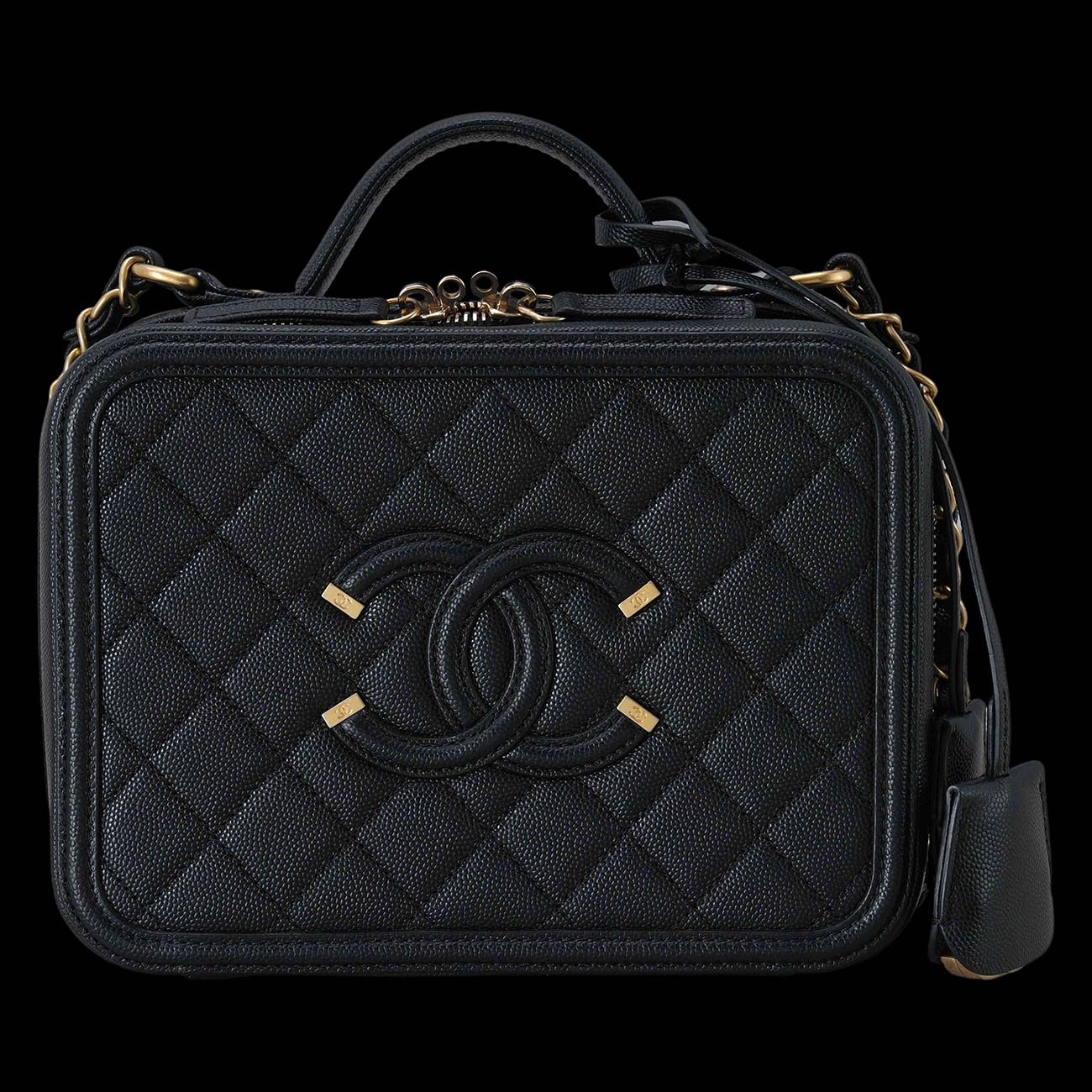 CHANEL(USED)샤넬 캐비어 코스메틱 탑핸들 백