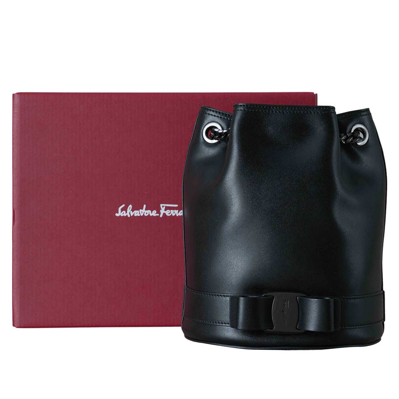 FERRAGAMO(USED)페라가모 21 H491 바라 보우 버킷백