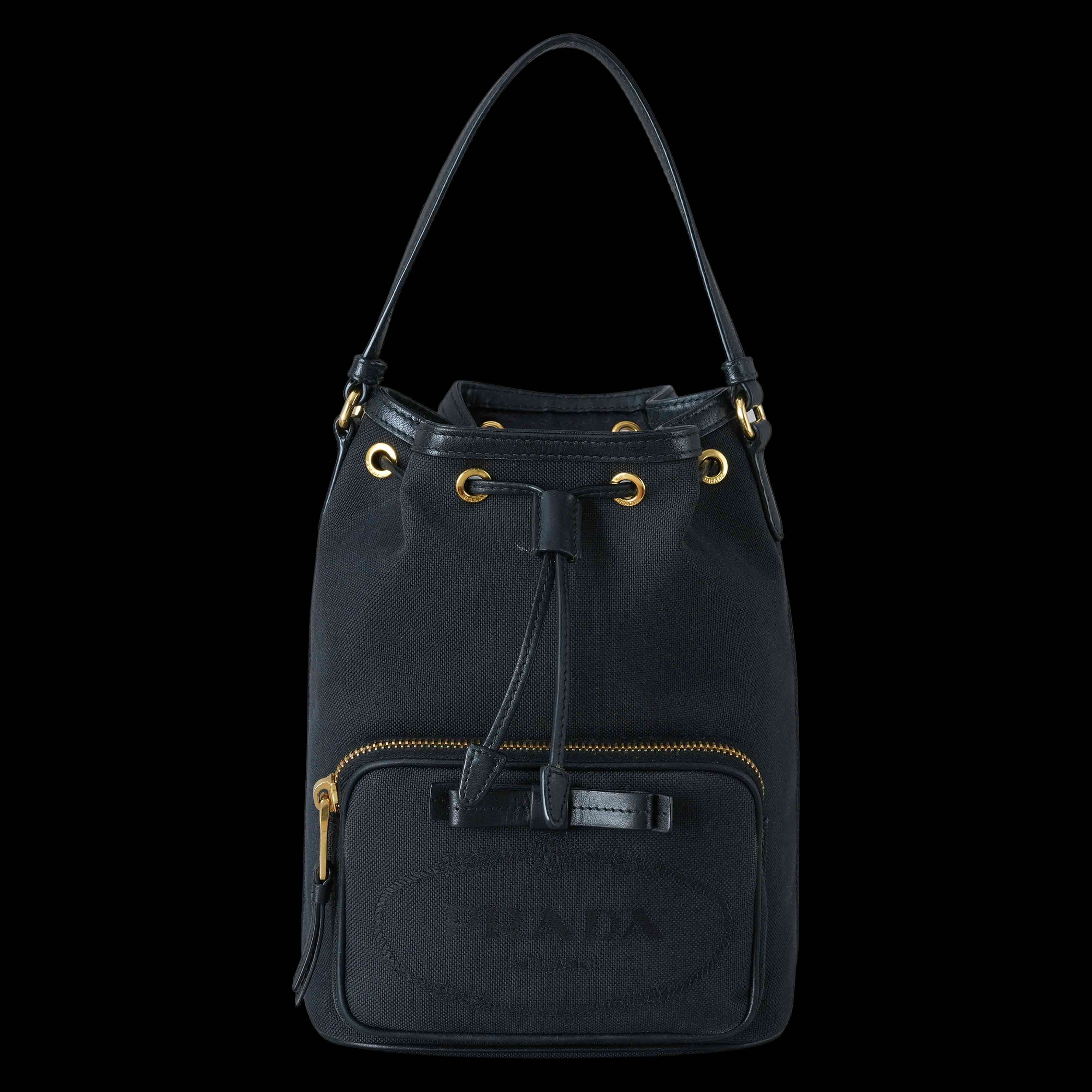 PRADA(USED)프라다 1BH038 블랙 레더 버킷백