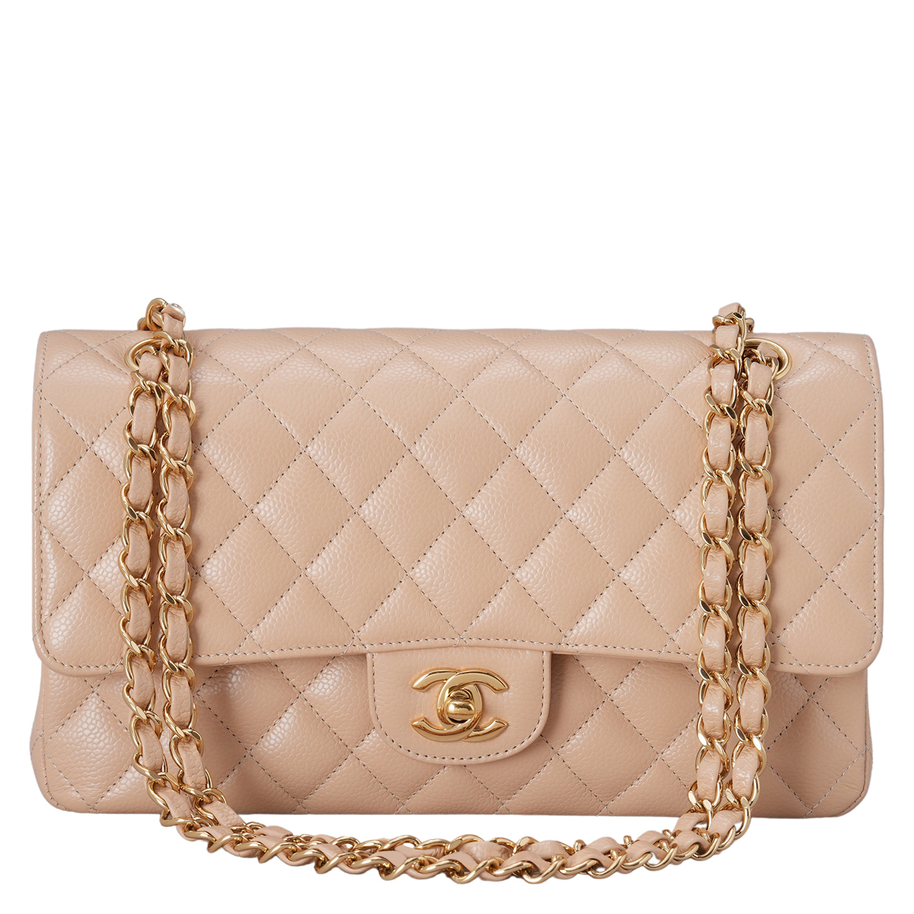 CHANEL(USED)샤넬 캐비어 클래식 베이지 미듐